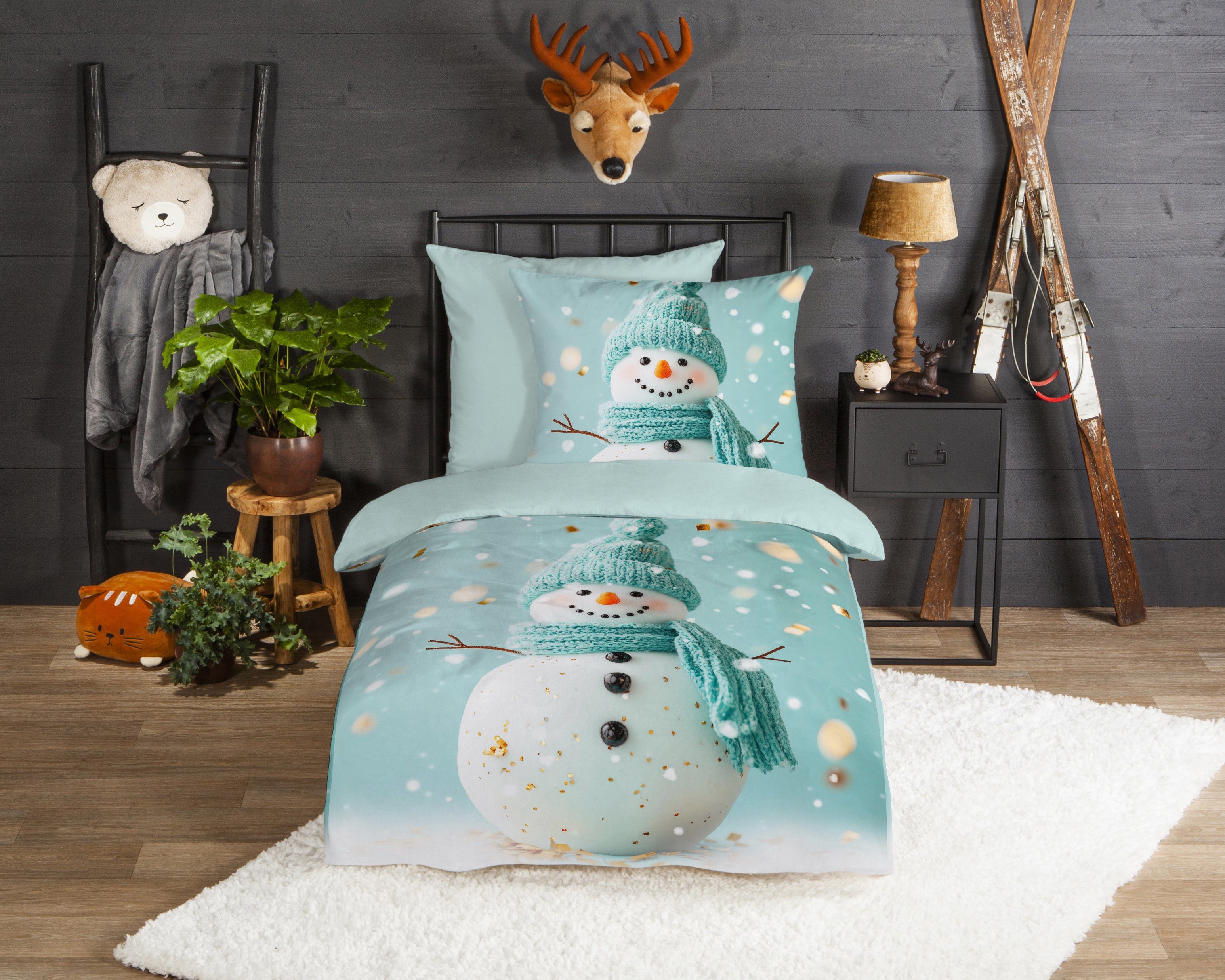 good morning Kinderbettwäsche Pierre, Biber, Flanell, 2 teilig, Flanell Biber, 135x200, Warm, Reißverschluss, Wende, Kind, winter