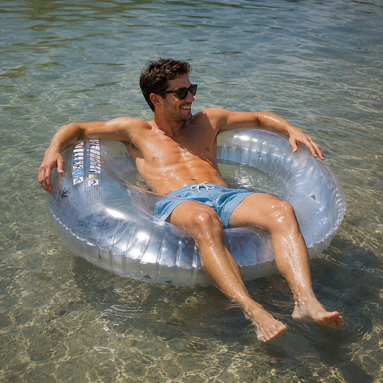 ULTRAKIDZ Schwimmtier Riesen Schwimmring Glitzer silber, Inflatable, Gummitier