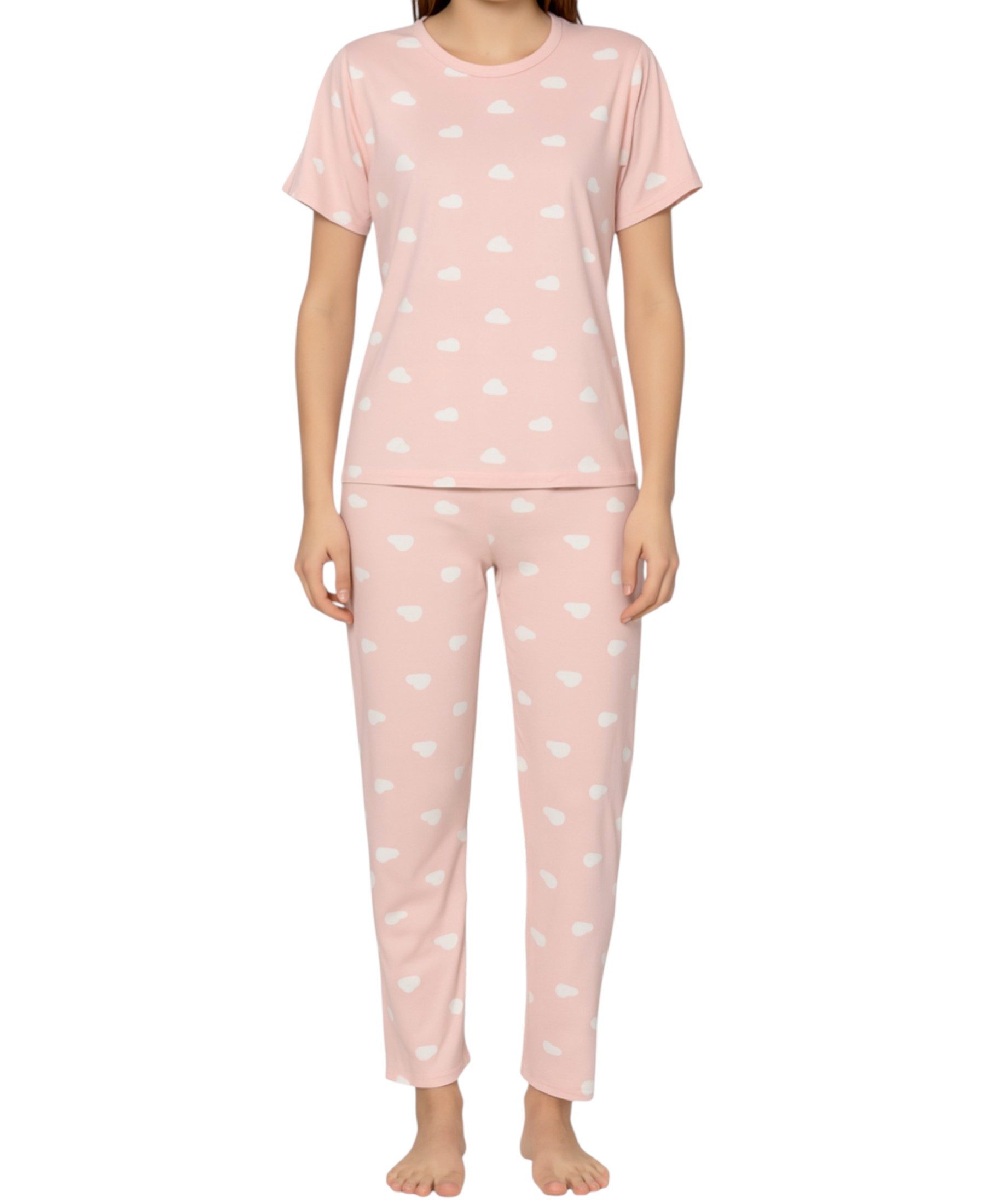 fashionshowcase Pyjama Damen Zweiteiler mit Herzmuster günstig online kaufen