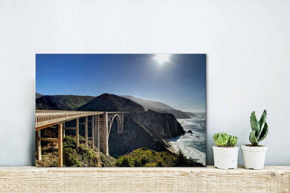 Kalifornien, Leinwandbilder, Bixby-Creek-Brücke cm 30x20 Sur, Aufhängefertig, Wandbild Wanddeko, (1 Big Leinwandbild OneMillionCanvasses® in St),