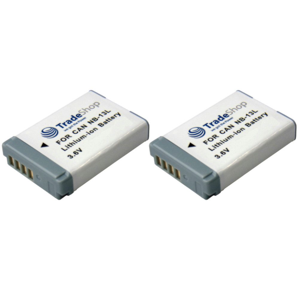Trade-Shop 2x Akku passend für Canon NB-13L SX740HS SX730HS Kamera-Akku Li-Ion 1250 mAh (3,6 V)