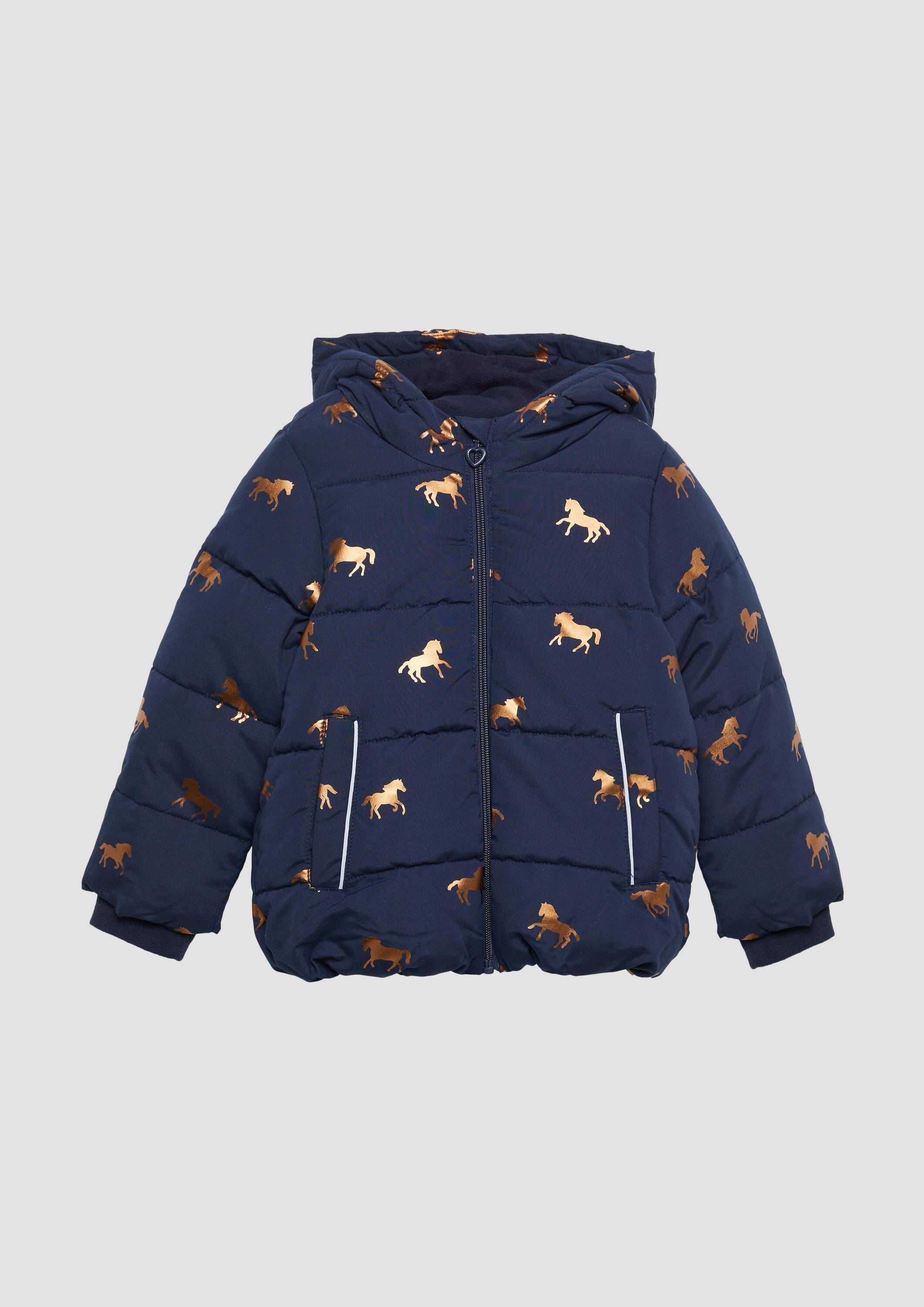 s.Oliver Winterjacke Outdoor-Jacke Steppjacke mit schimmerndem Print und Fleecefutter