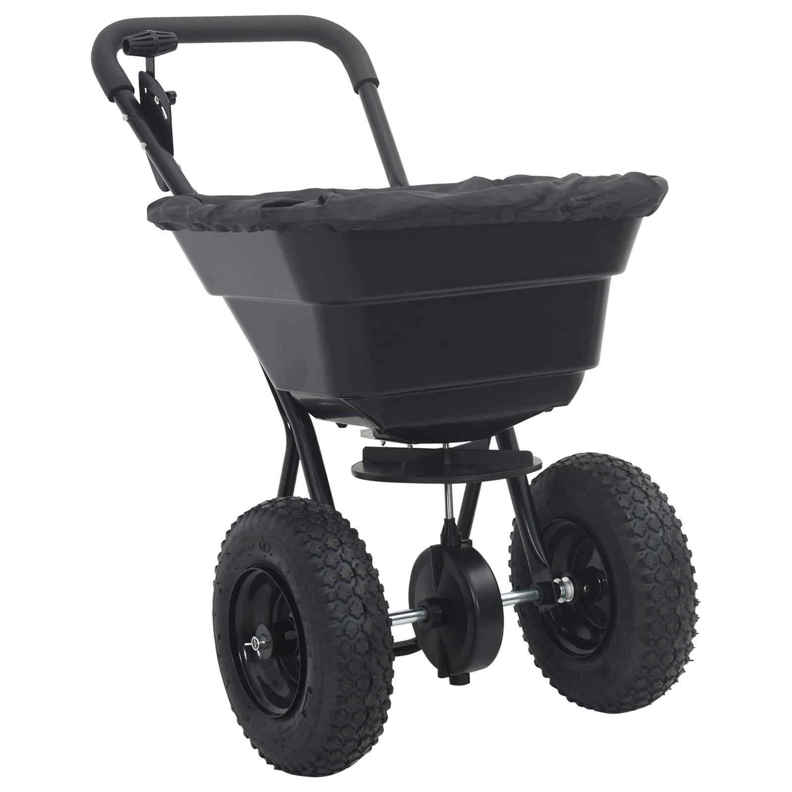 vidaXL Streuwagen Streuer Schwarz 53 x 81,5 x 78 cm PVC und Stahl, (1-tlg)