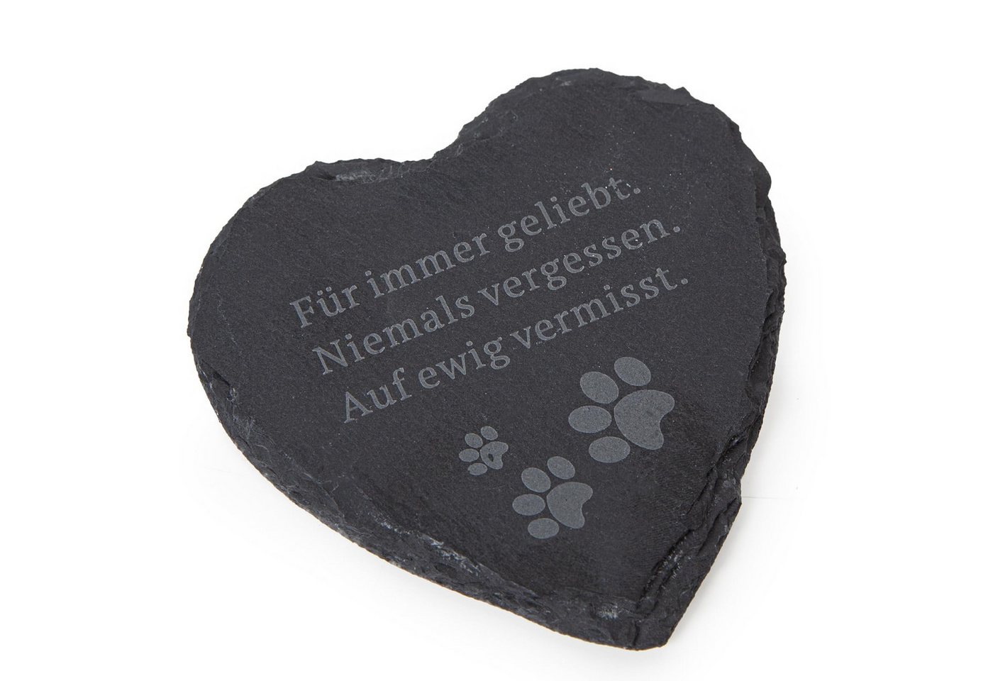 Logbuch-Verlag Dekofigur Kleines Herz Gedenkstein Andenken für Tiere 12 x 12 cm Schieferplatte