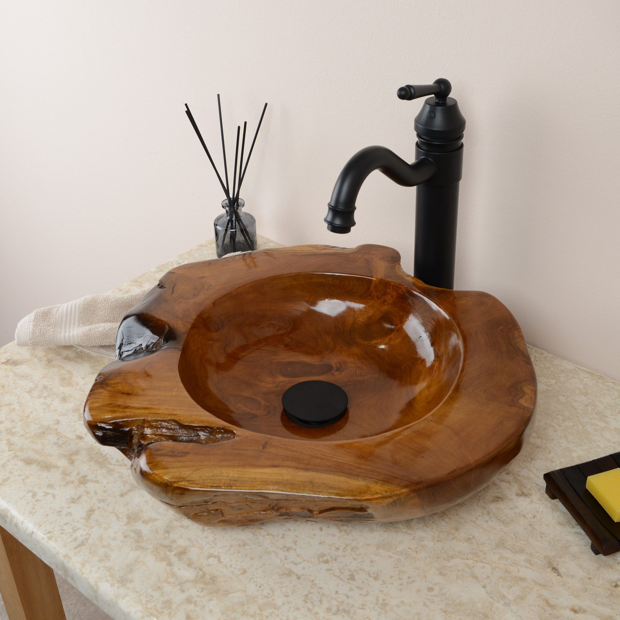 wohnfreuden Aufsatzwaschbecken Teakholz Waschbecken 45 cm (Kein Set), NEW-4113