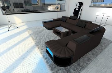 Sofa Dreams Wohnlandschaft »Bellagio H - XXL U Form Stoffsofa«, mit LED, wahlweise mit Bettfunktion als Schlafsofa, Designersofa