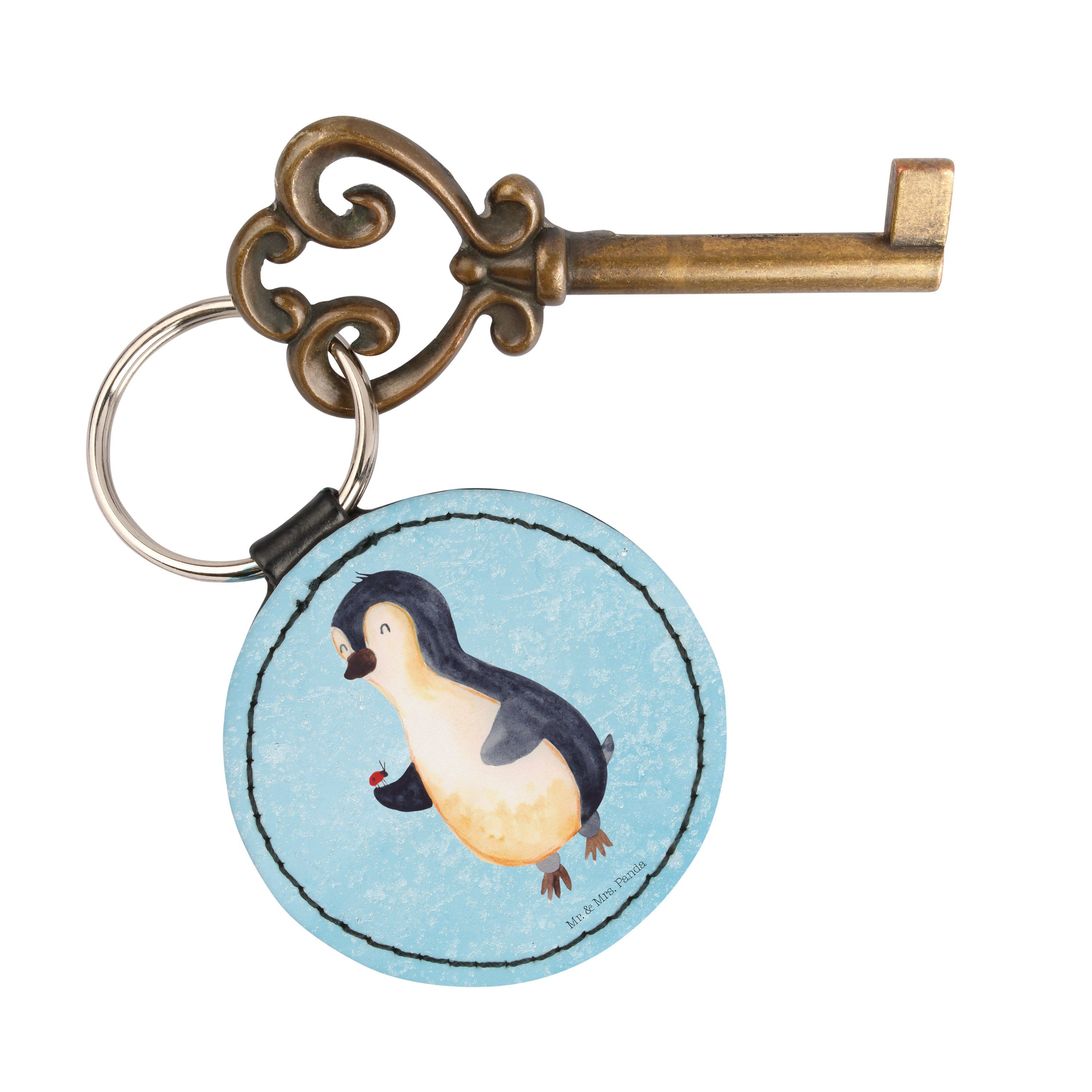 Taschenanhänge Schlüsselanhänger - Marienkäfer Schutzengel, Eisblau (1-tlg) Mrs. Geschenk, & Mr. Panda Pinguin -