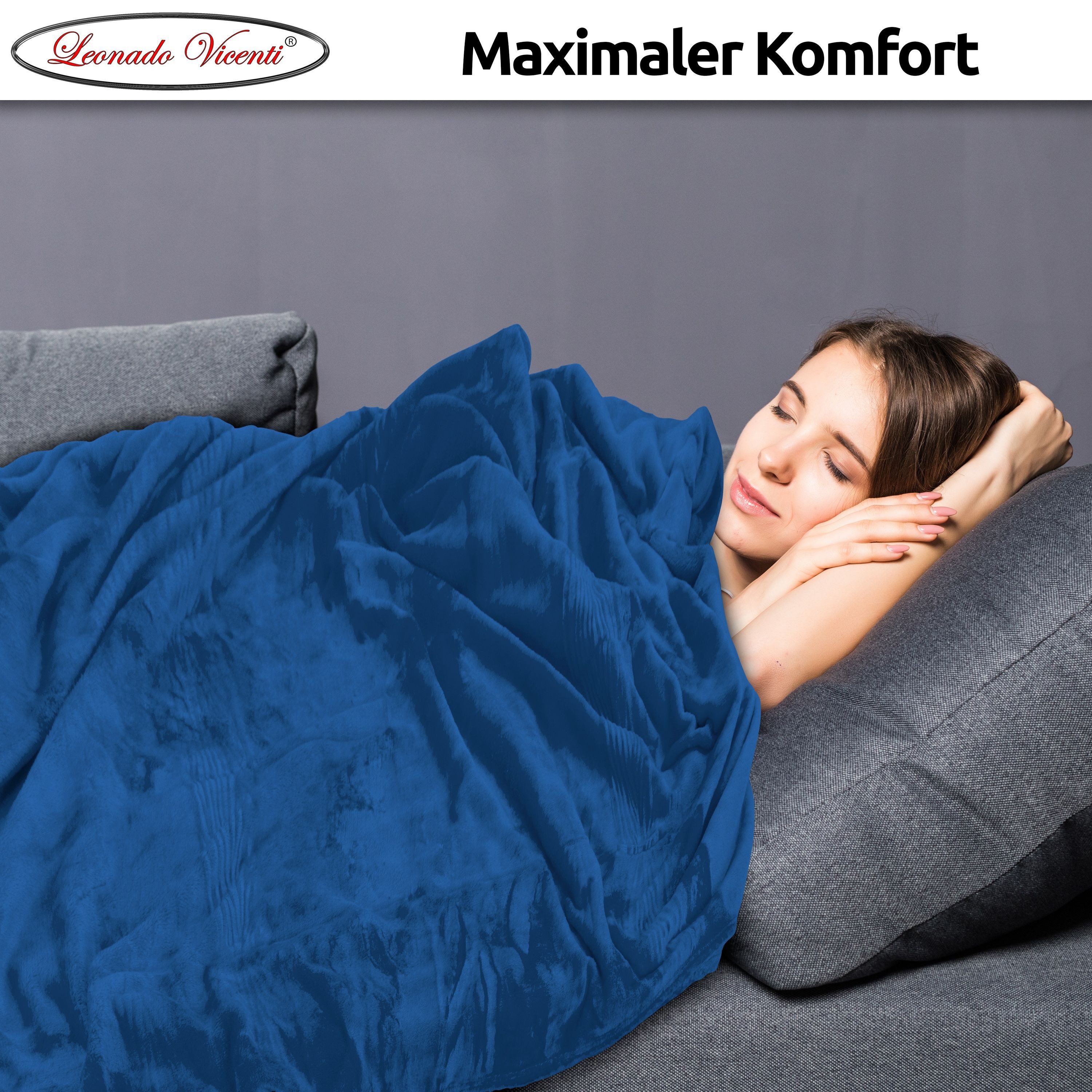 Wohndecke kuschelig warm, 2er Pack 150x200, Leonado Vicenti, Kuscheldecke flauschig weich, Einfarbig,2er Set – Bild 4 von 5