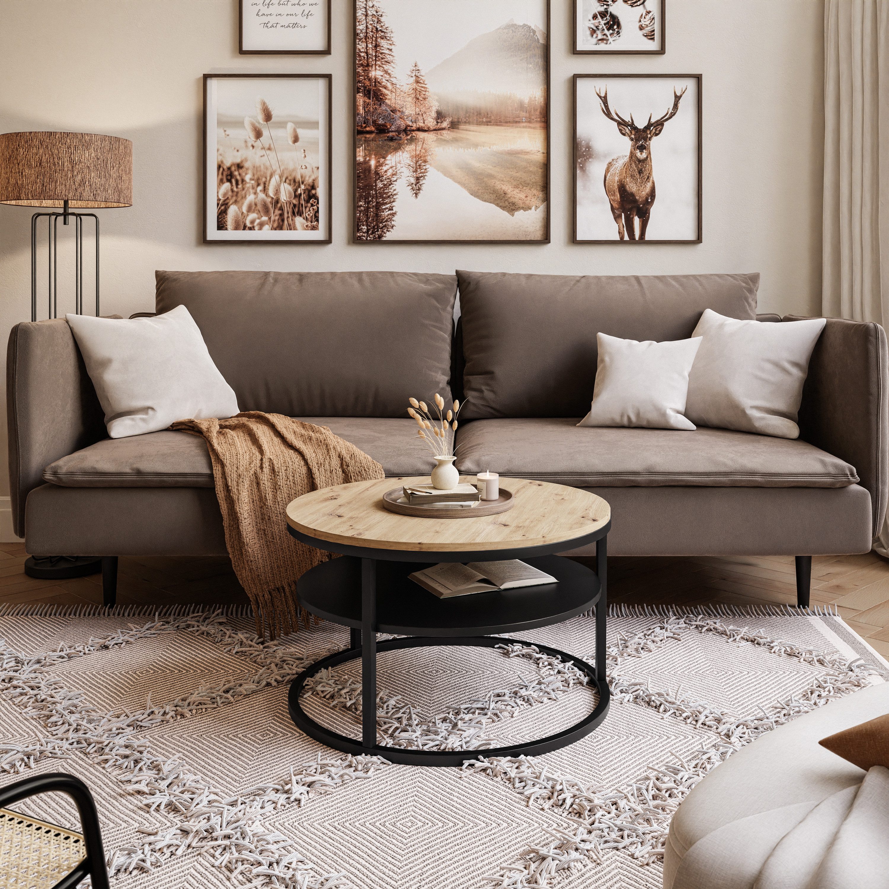 Lookway Couchtisch CIRI SLIM LOFT mit Ablage (1 Tisch), Durchmesser: ⌀ 60 c günstig online kaufen