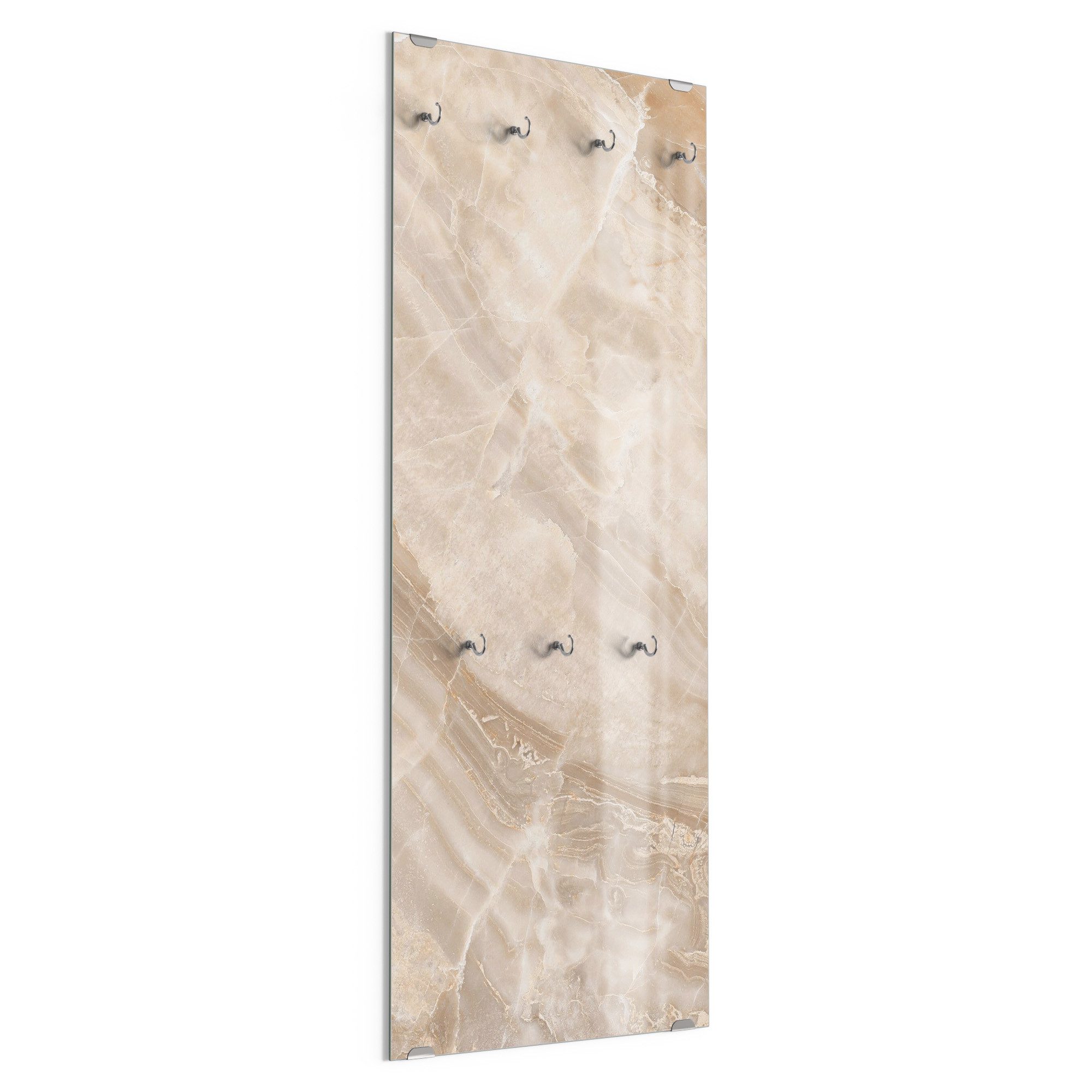 DEQORI Kleiderhaken 'Helle Marmorfläche', Glas Garderobe hängend Flur Jackenhalter modern Wandgarderobe Haken