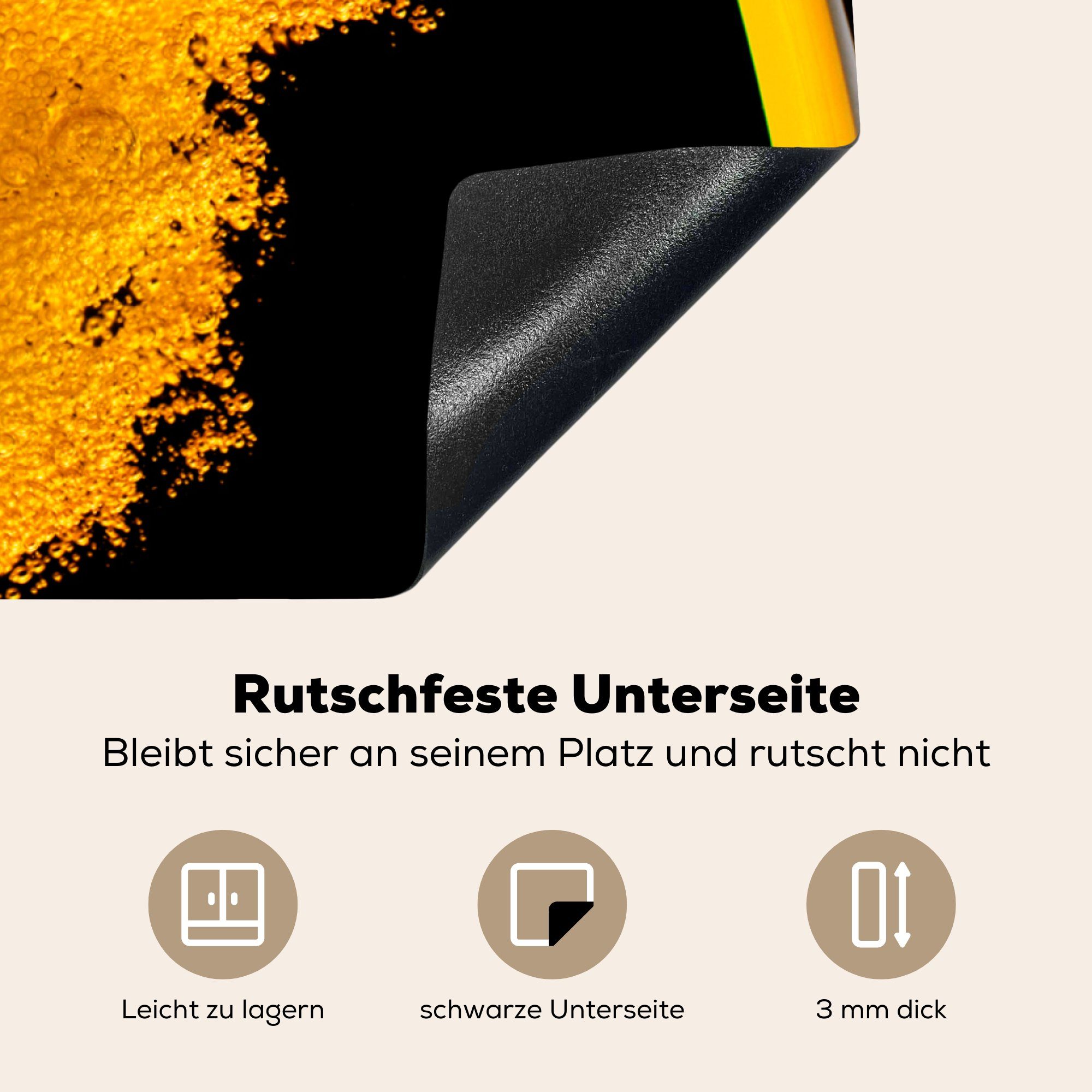 Arbeitsplatte Bierglas MuchoWow 78x78 in Ceranfeldabdeckung, ein wird küche cm, Herdblende-/Abdeckplatte gegossen, (1 Vinyl, für Bier tlg),