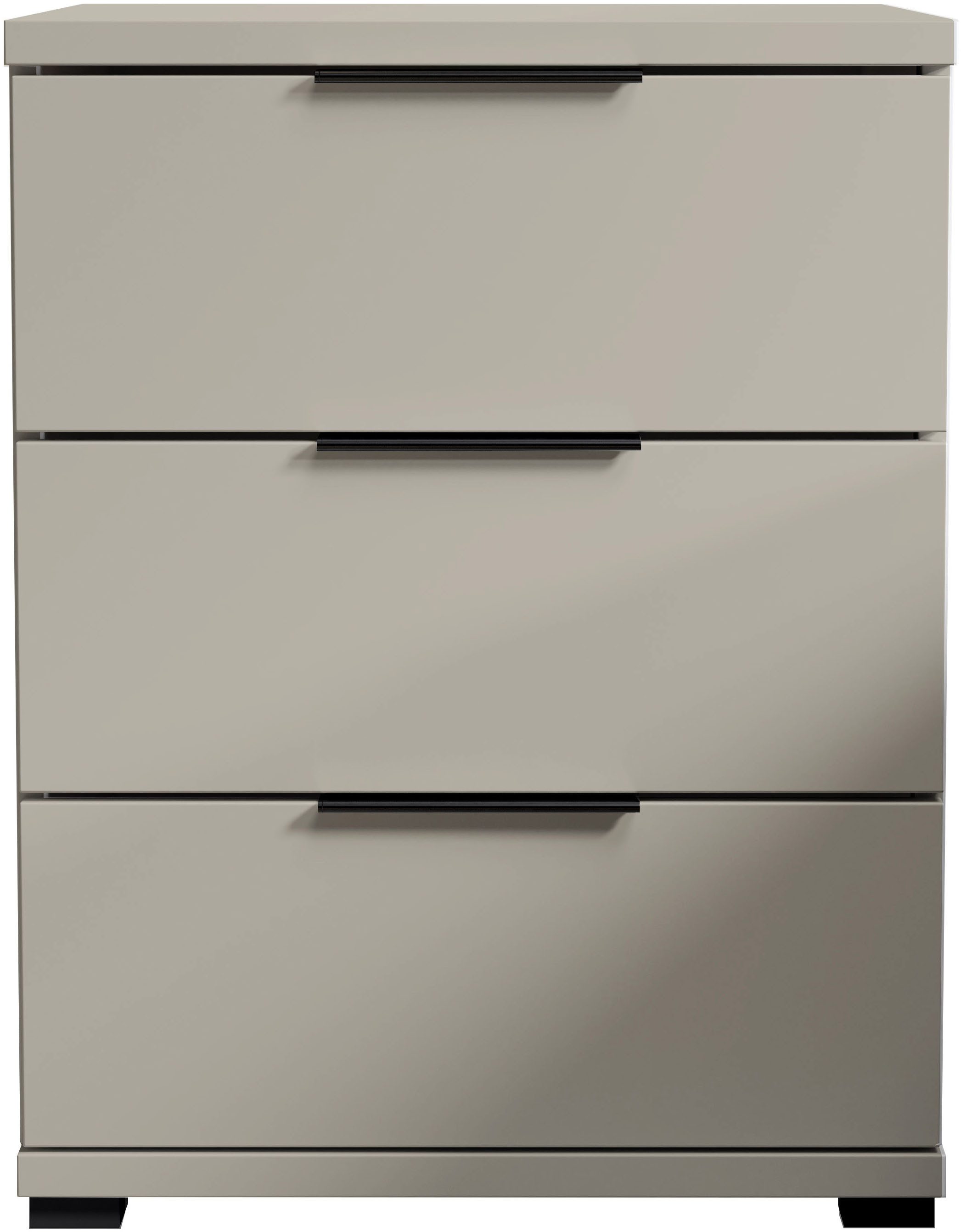 Schlafkontor Nachtkommode Smilla Nachttisch, Nachtkonsole mit Schubkästen, Korpus melaminbeschichtet, silberfarbige oder schwarze Griffe