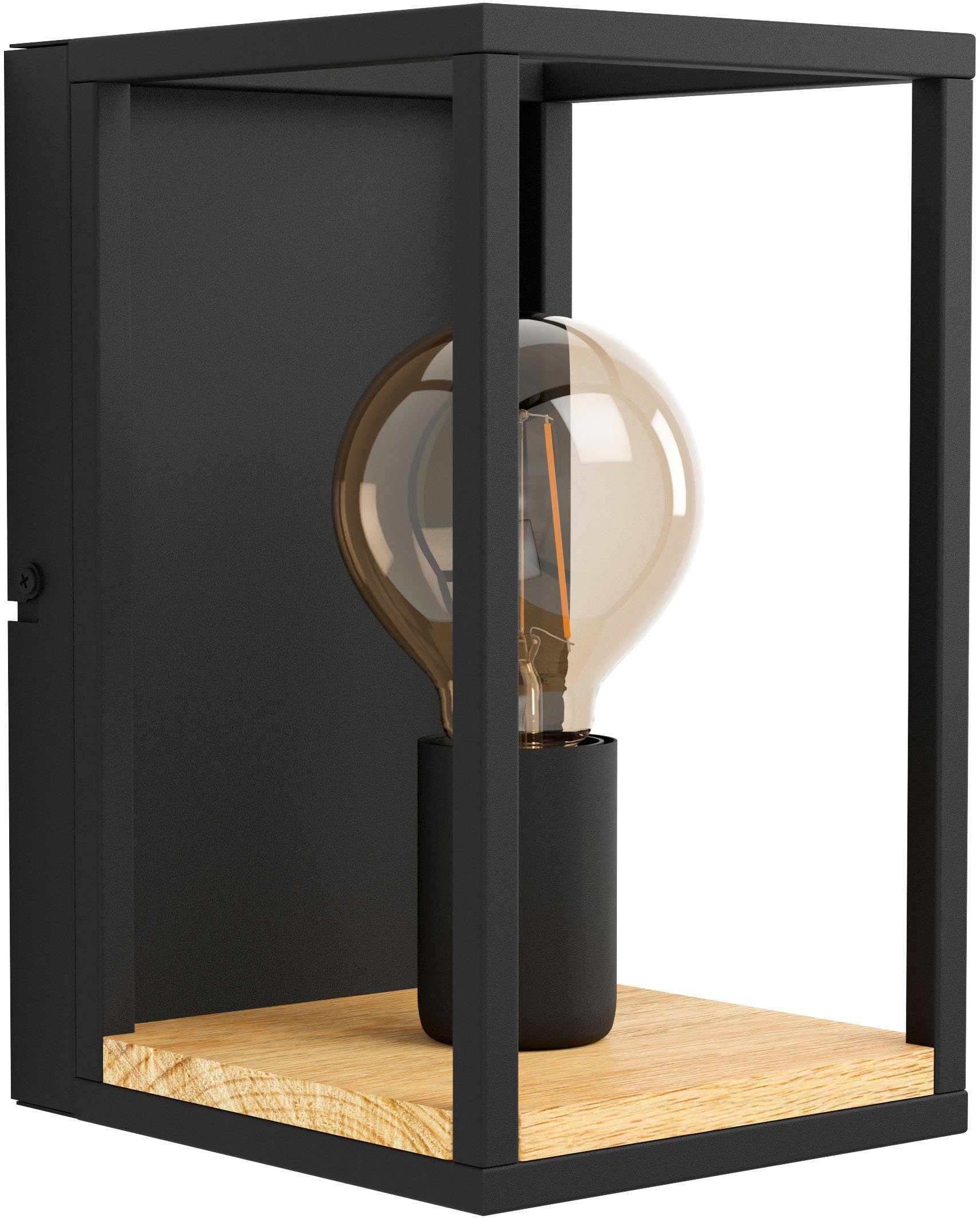 EGLO Deckenleuchte LIBERTAD, Leuchtmittel wechselbar, ohne Leuchtmittel, Deckenleuchte in schwarz und braun aus Stahl, Holz - exkl. E27 - 40W | Deckenlampen