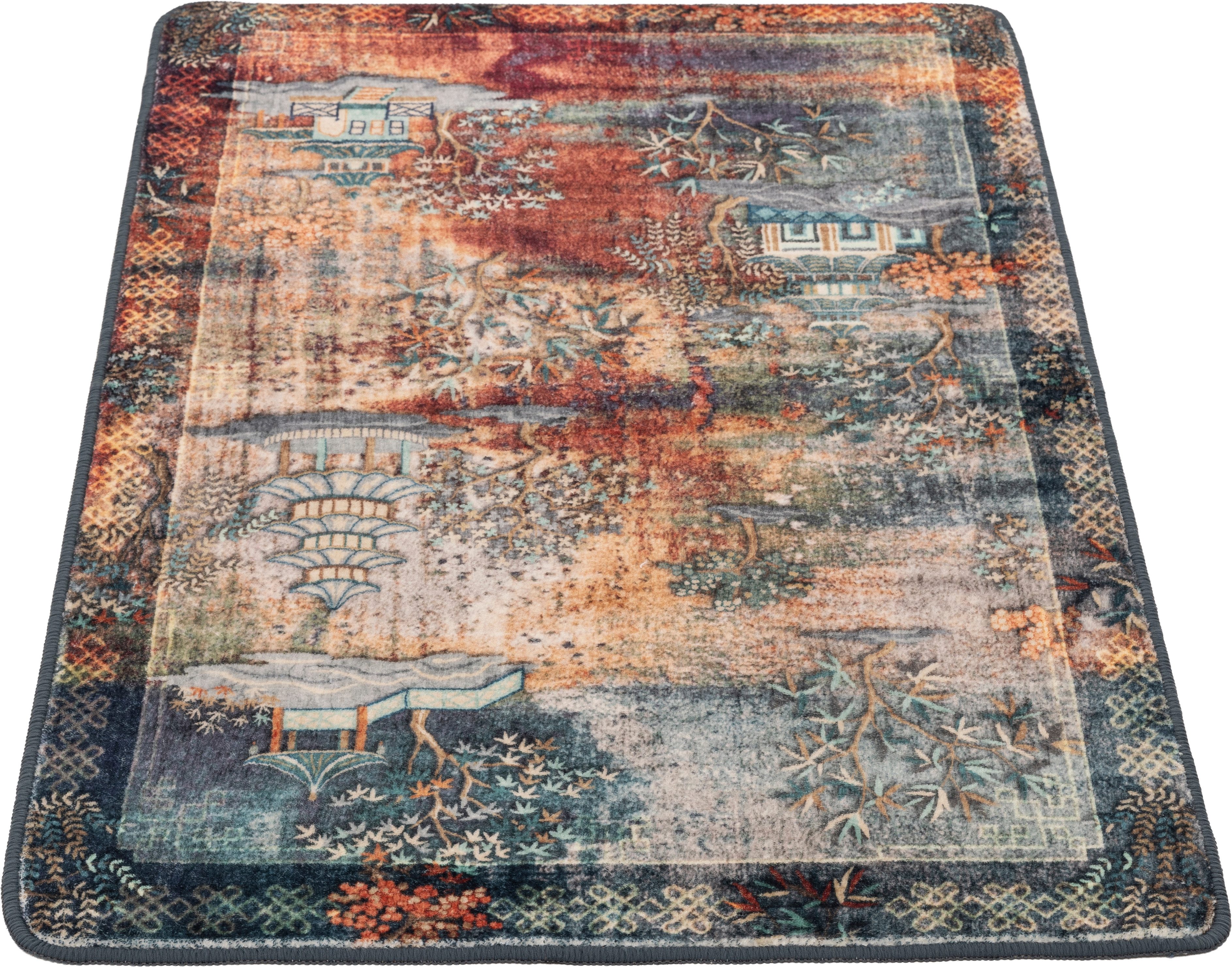 Gino Falcone Badematte Aquata GF-163, Badvorleger, Badezimmer Teppich, Höhe 7 mm, rutschhemmend beschichtet, fußbodenheizungsgeeignet, Kunstfaser, rechteckig, Badteppich, bedruckt, rechteckig
