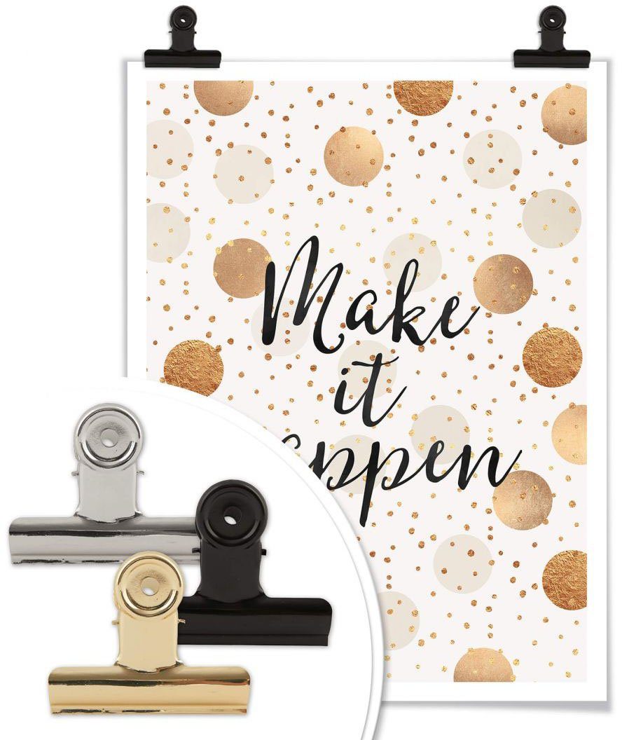 it Wall-Art St) - Make Happen Poster Dots, Schriftzug (1