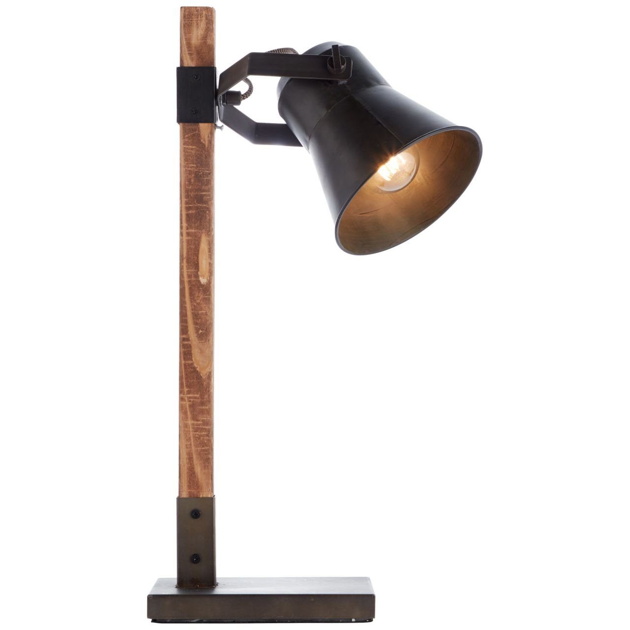 Brilliant Tischleuchte Plow, A60, geeigne Lampe 1x schwarz stahl/holz Plow E27, Tischleuchte 10W