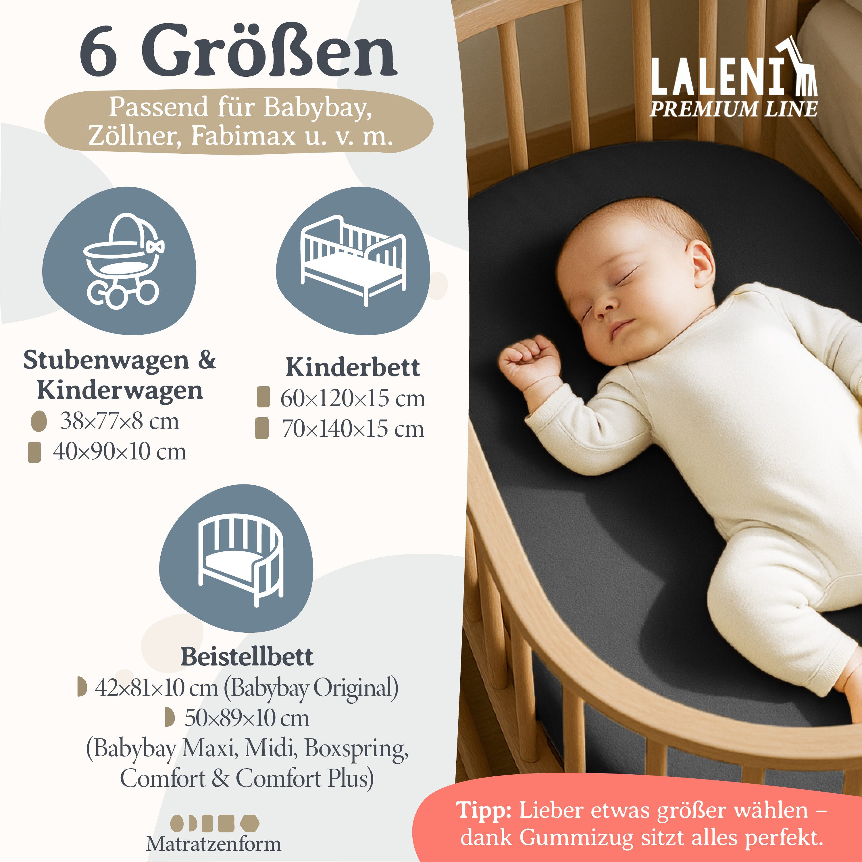 Laleni Spannbettlaken Premium für Beistellbett - Atmungsaktives Spannbetttu günstig online kaufen
