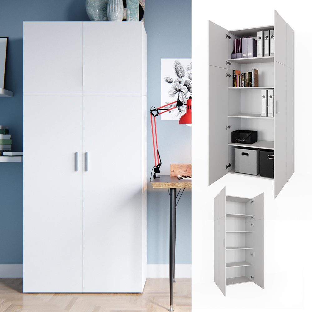 Vicco Aktenschrank Frank, Weiß/Weiß, 80 x günstig online kaufen