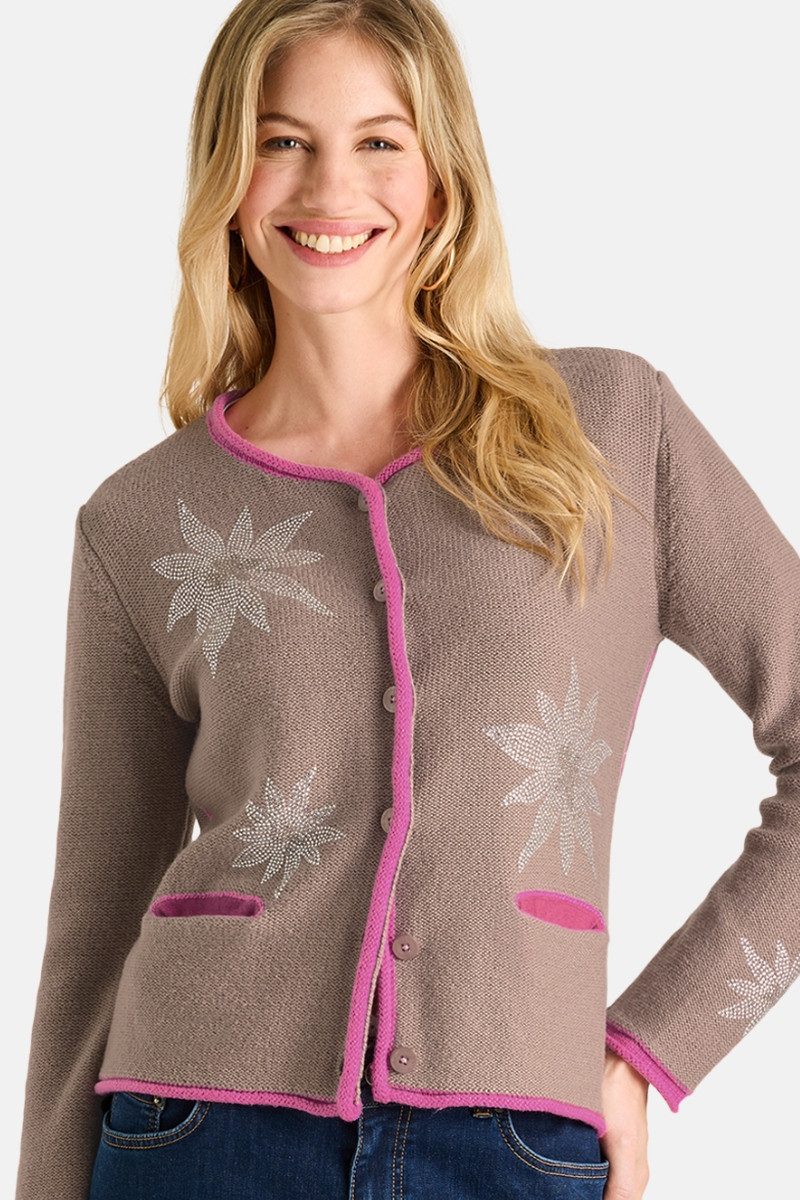 Lieblingsstück Trachtenstrickjacke Strickjacke Damen - ZOFIA - taupe