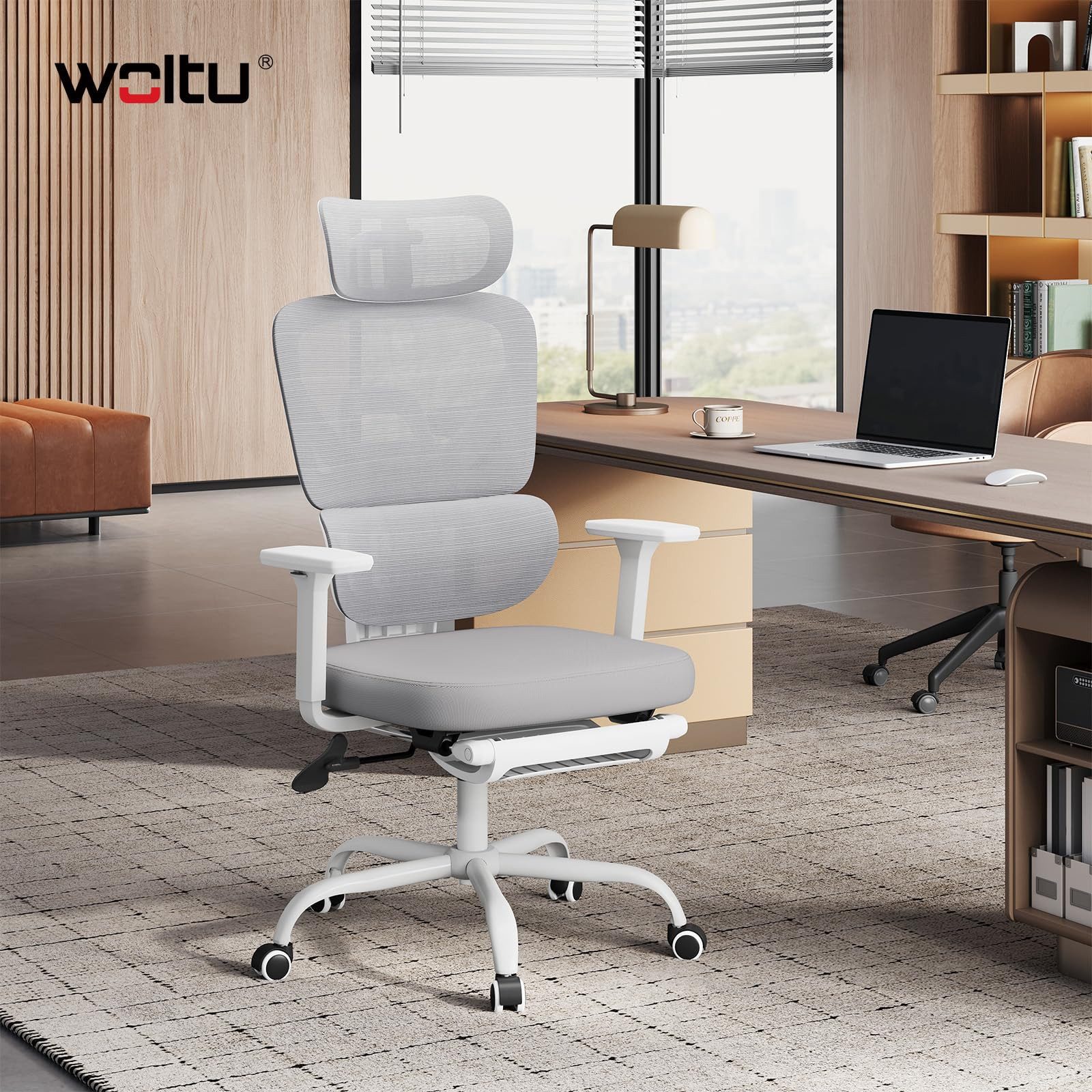 Woltu Bürostuhl, Schreibtischstuhl ergonomisch drehbar und höhenverstellbar