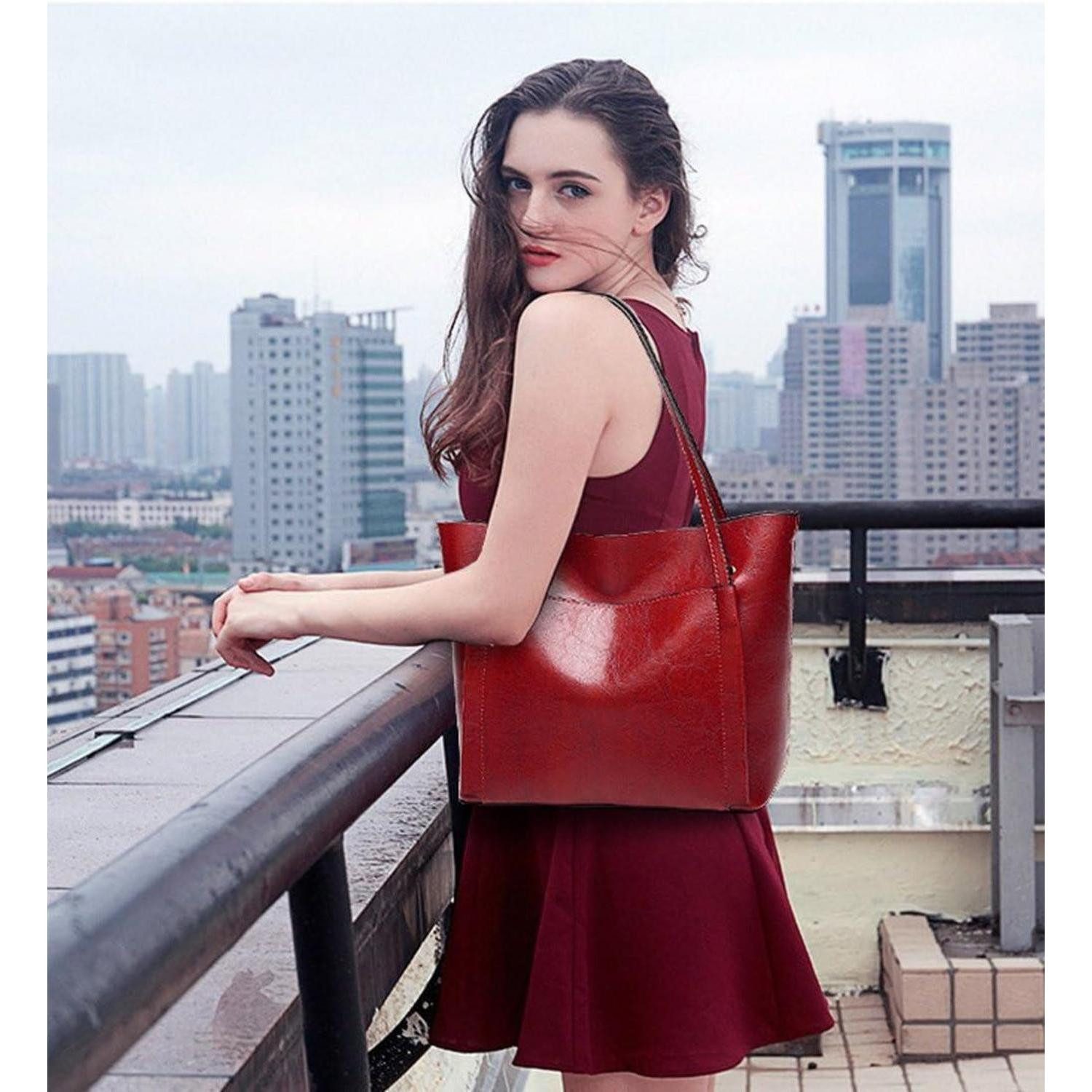 LuxusKollektion Shopper Damen Groß Shopper Tasche PU-Leder Schulterriemen Eimer Umhängetasche