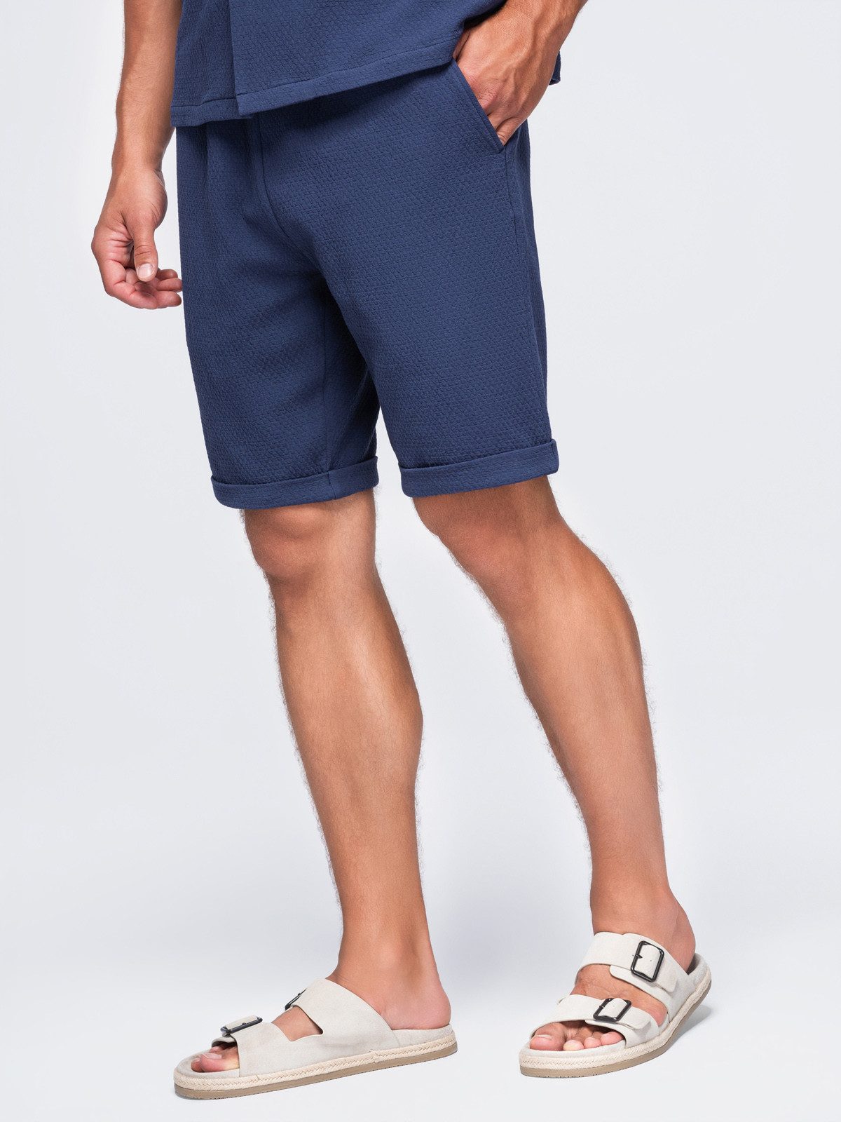 OMBRE T-Shirt Herren T-Shirt mit Rundhalsausschnitt Casual Navy L (kein Set, 1-tlg) aus Baumwolle