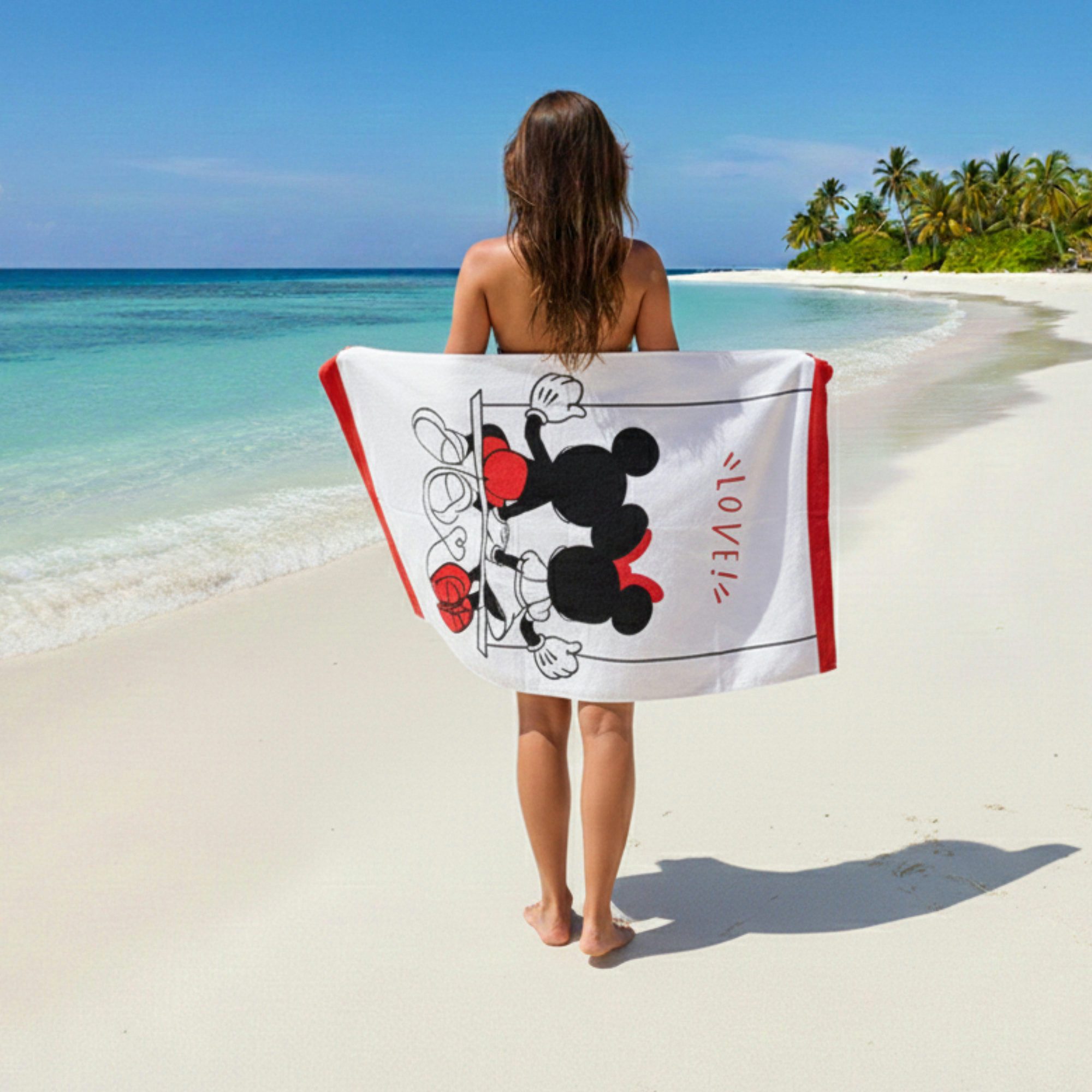 Disney Strandtuch Disney Minnie und Mickey Maus Badetuch XL Strandtuch, 70x140 cm, 100% Baumwolle