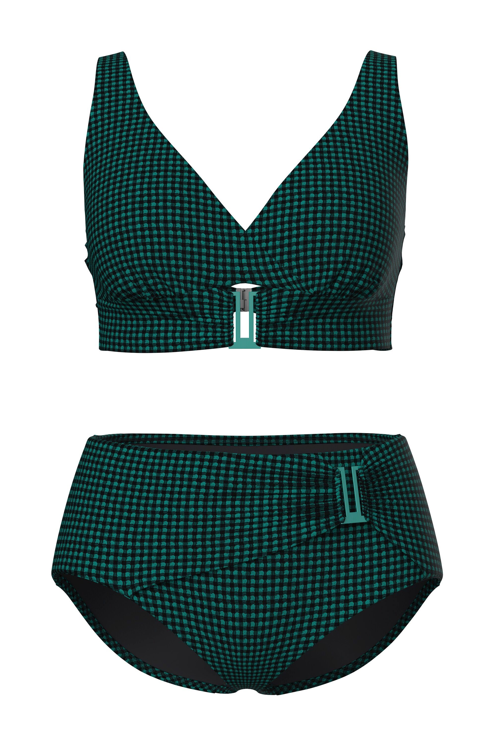 Ulla Popken Soft-BH Bikini Karo Softcups Zierschnalle Powermesh-Futter