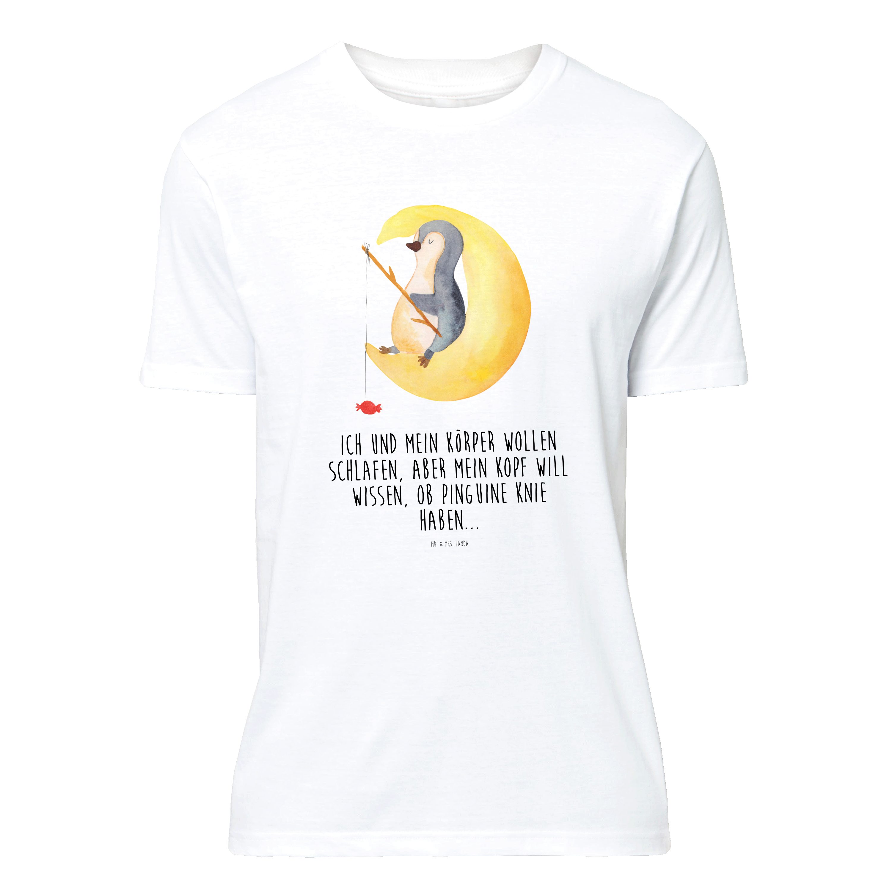 T-Shirt Pinguin Mond, T-Shirt, Weiß, Einschlafen, Spruch, Nachtruhe, Angel, S