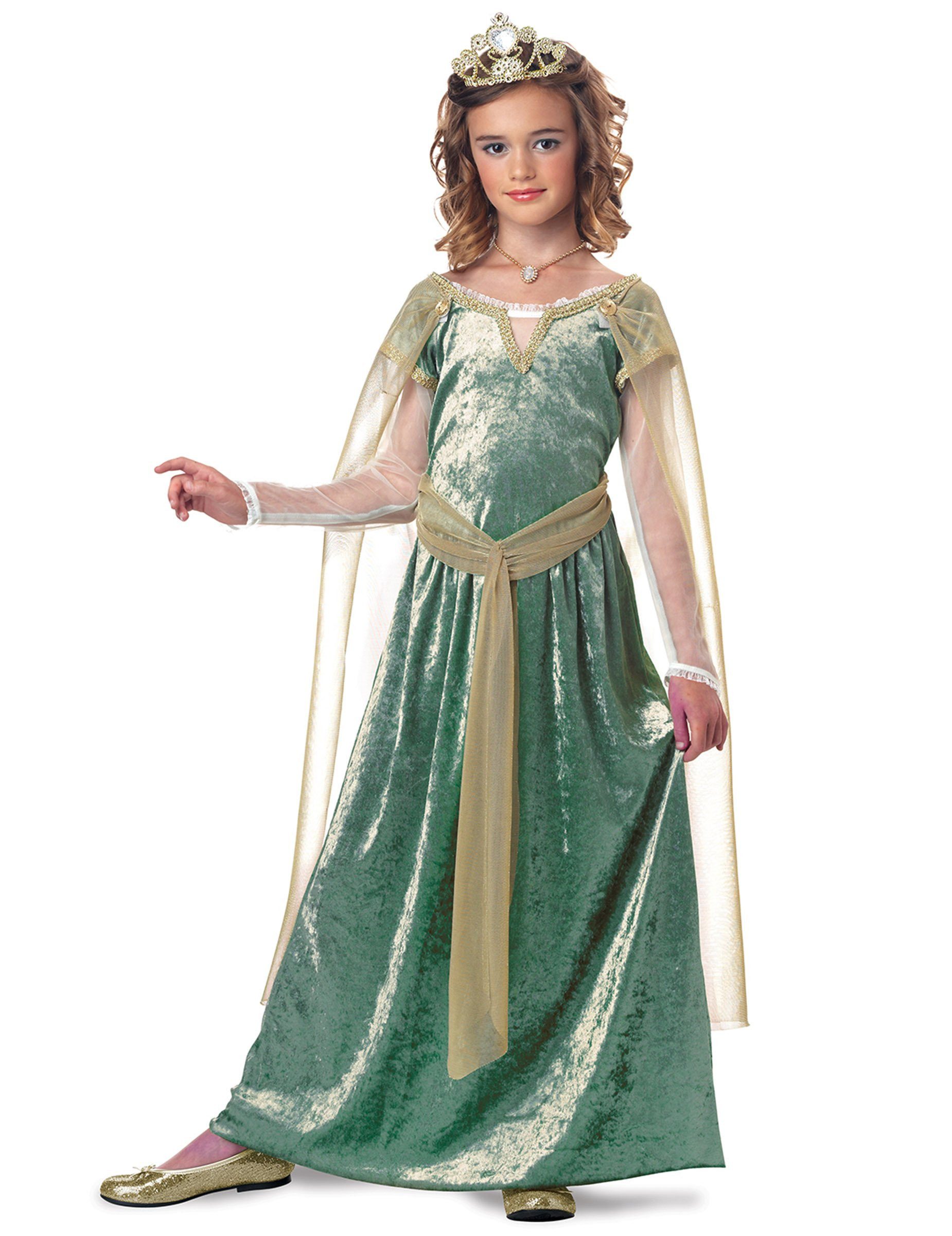California Costumes Kostüm Königin Guinevere Kostüm für Mädchen grün-goldfarben