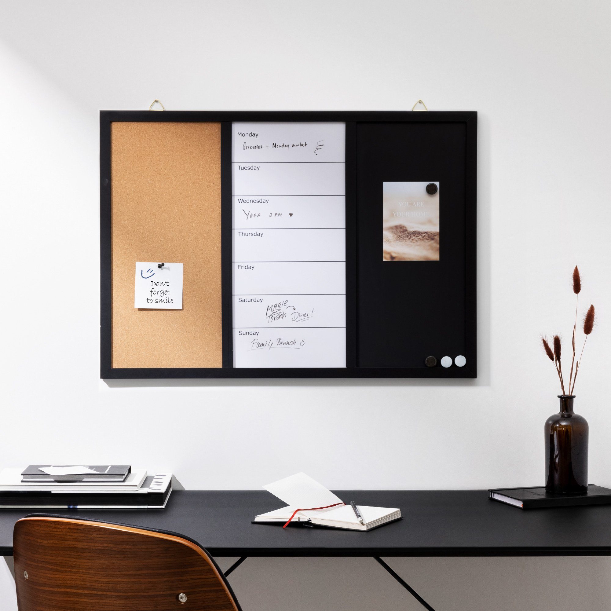 Navaris Tafel 3in1 Kombitafel 70x50cm - Kreidetafel Whiteboard Kork Pinnwan günstig online kaufen