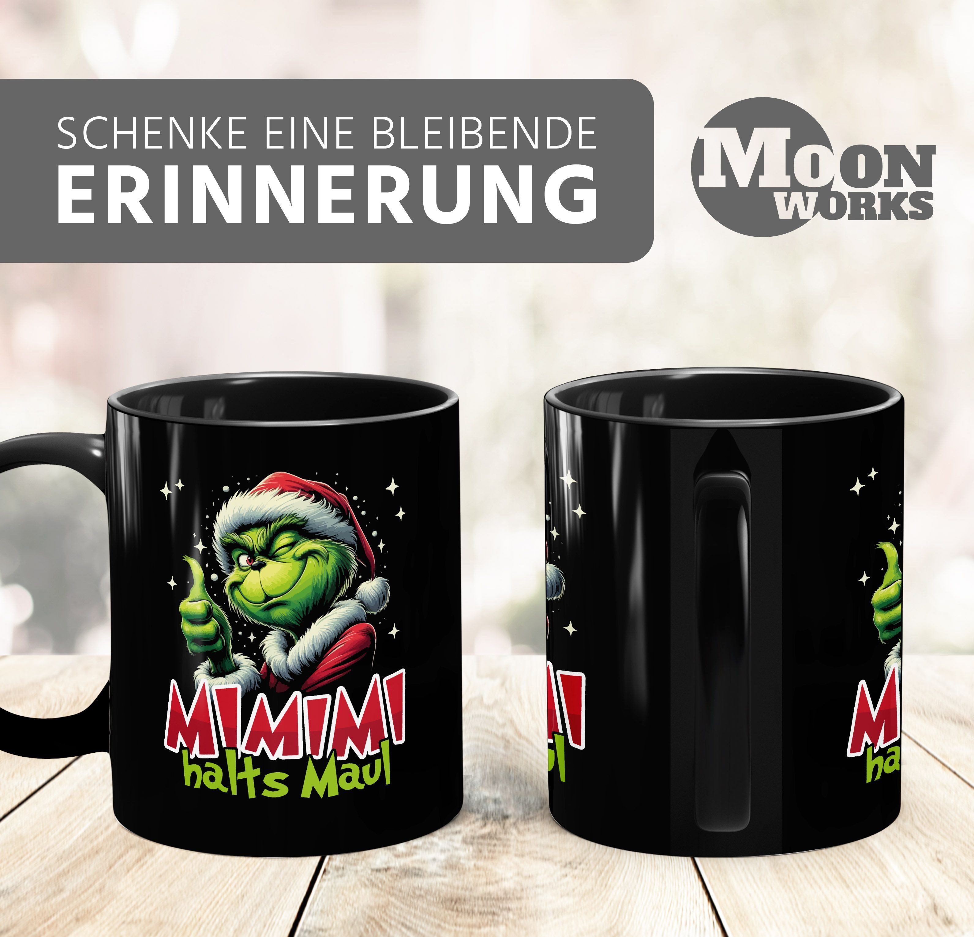 MoonWorks Tasse Tasse Weihnachten Weihnachtsnörgler MiMiMi Halts Maul XMAS Lustig, Keramik