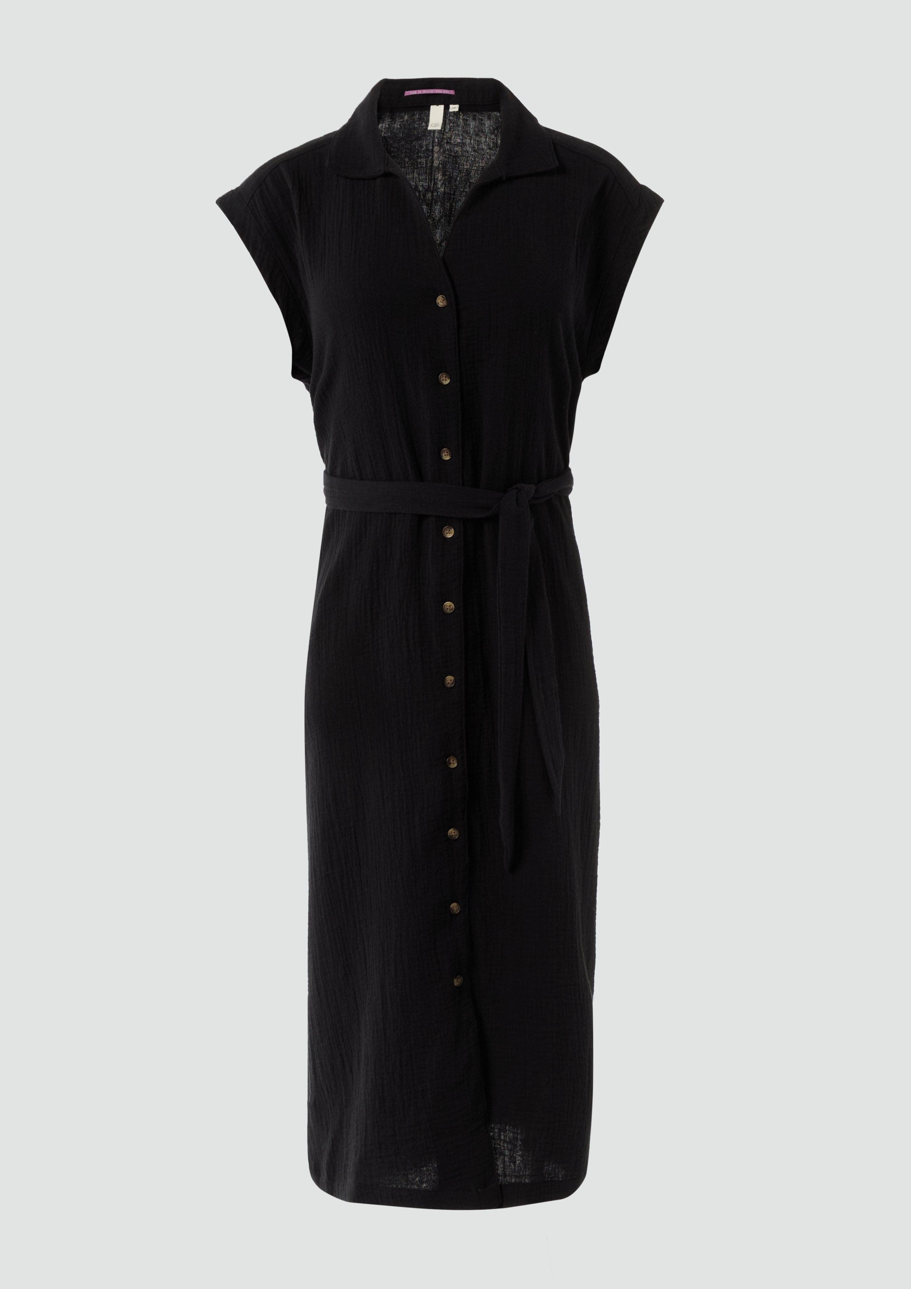 QS Minikleid Ärmelloses Hemdblusenkleid mit Bindegürtel günstig online kaufen