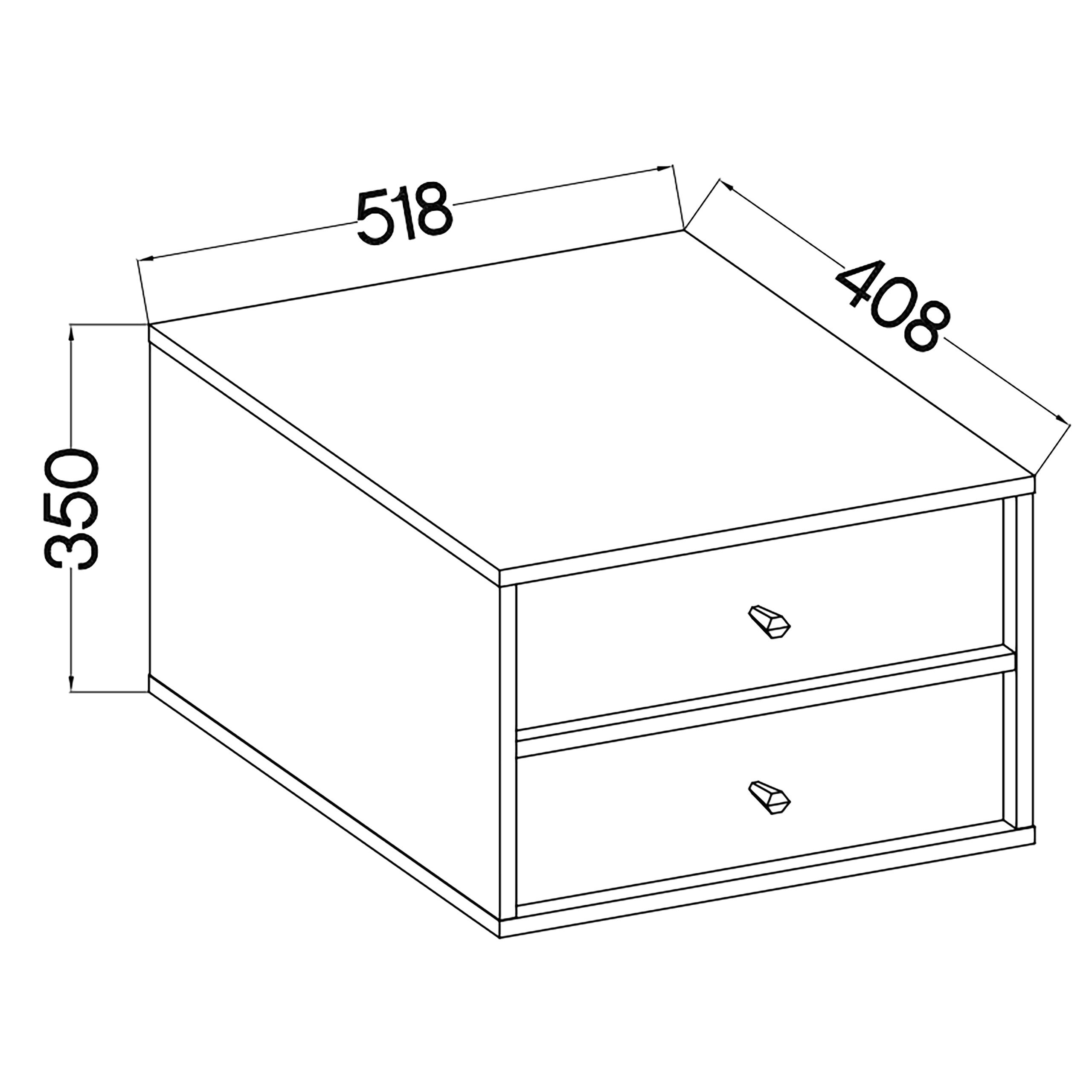 Masseno Nachttisch TORINO 51,8 cm Nachtschrank mit 2 Schubladen Graphitfarben