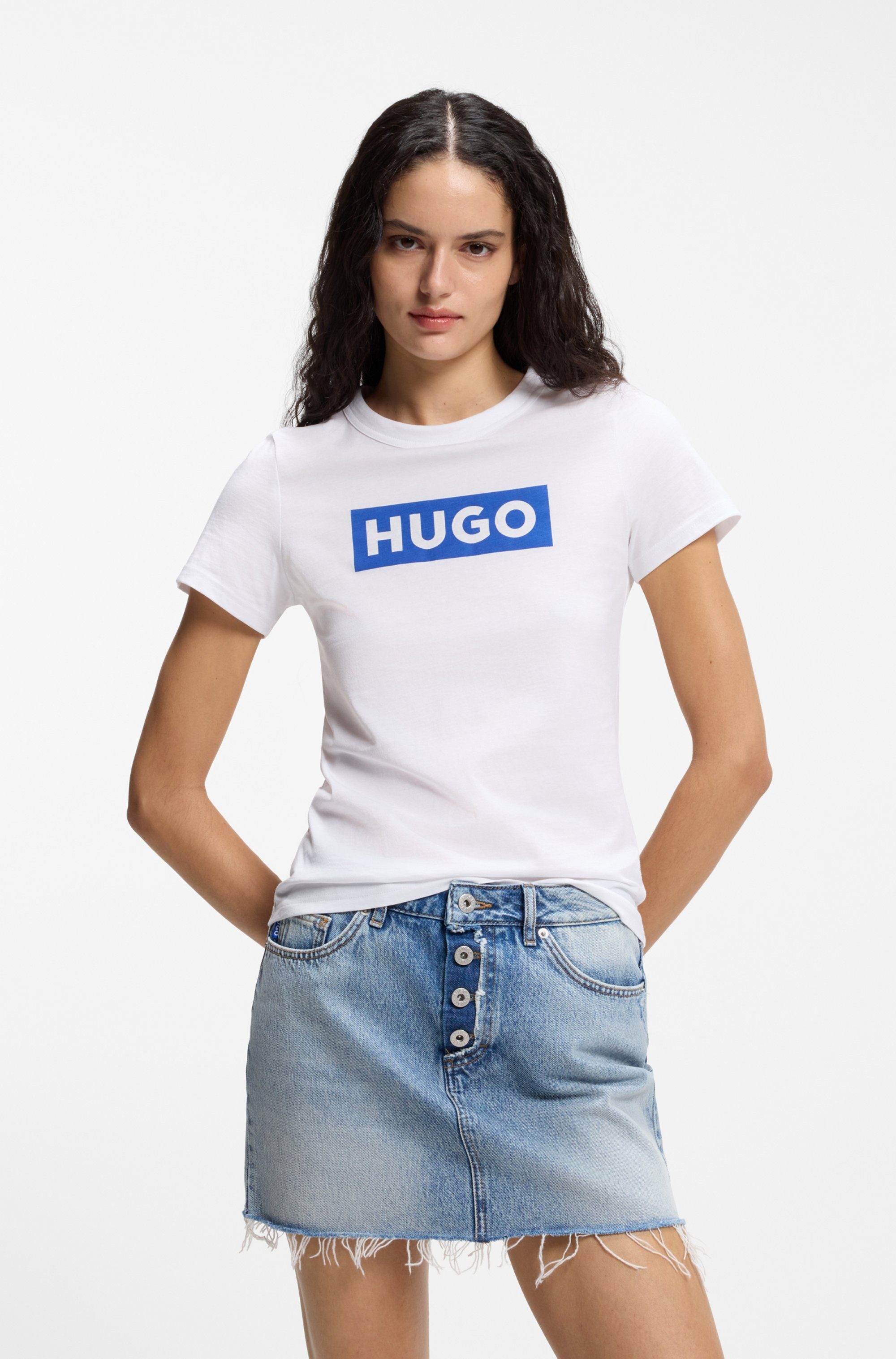 HUGO Blue T-Shirt Classic Tee mit Rundhals, Logodruck