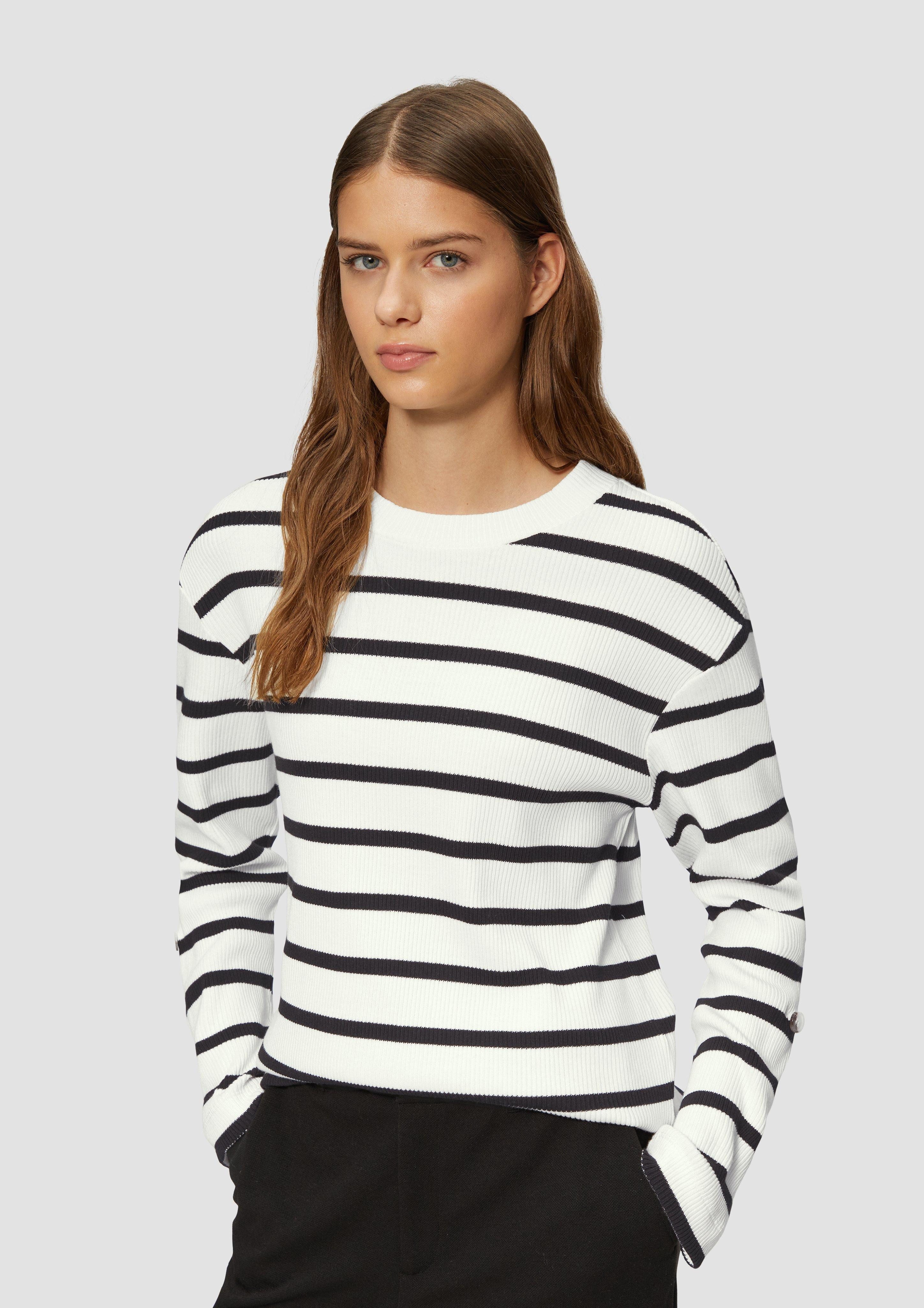 Sweatshirt Geringeltes Sweatshirt mit Rippstruktur und Turn-up
