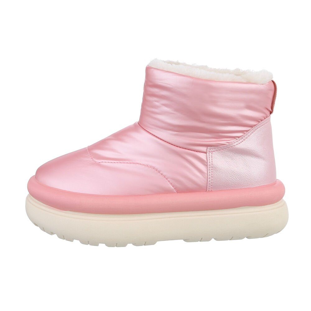 Ital-Design Damen Snowboots Freizeit Snowboots Flach Rosa in Plateaustiefeletten