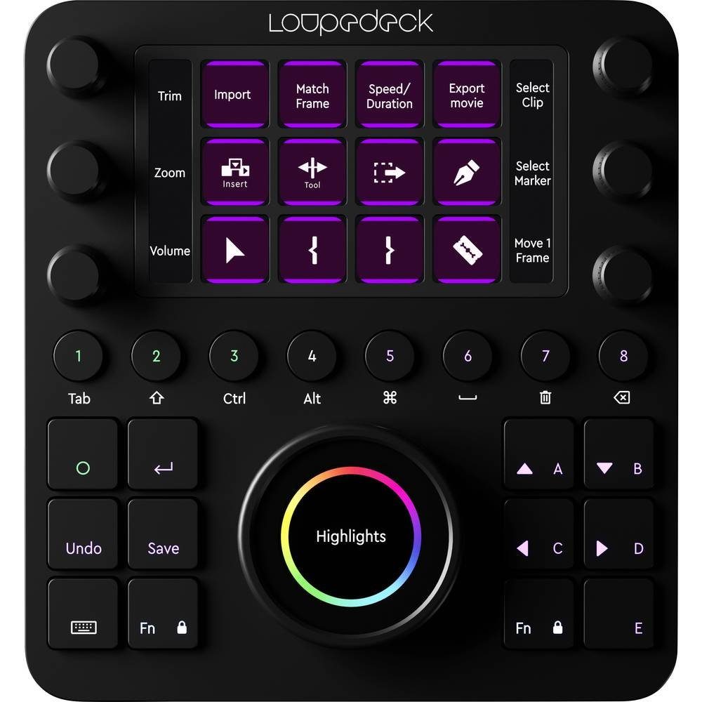 Loupedeck Foto- und Videobearbeitungskonsole CT Tastatur (Beleuchtet, LCD Tasten, Hotkey Funktion, Vollständig anpassbar)