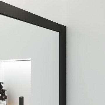 HOME DELUXE Duschwand Duschabtrennung BAKI Schwarzer Rahmen, Einscheibensicherheitsglas, erhältlich in 5 verschieden Breiten, 80-160 cm