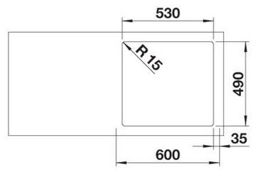 Blanco Edelstahlspüle SUPRA 500-IF/A R12, eckig, 50/54 cm, (1 St), zum wechselseitigen Einbau geeignet