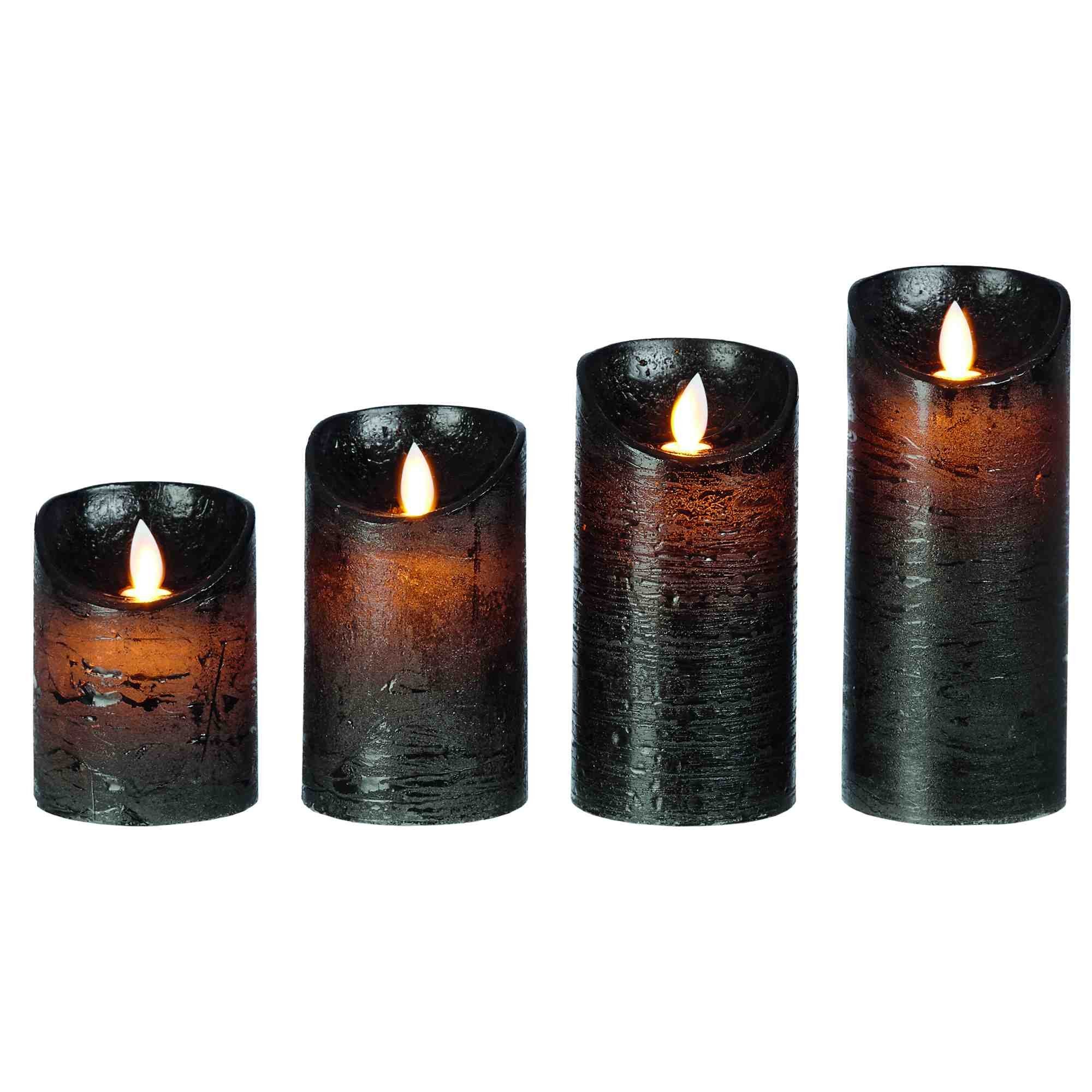 B&S LED-Kerze LED Echtwachskerze schwarz bewegliche Flamme und Timer H:15 x günstig online kaufen