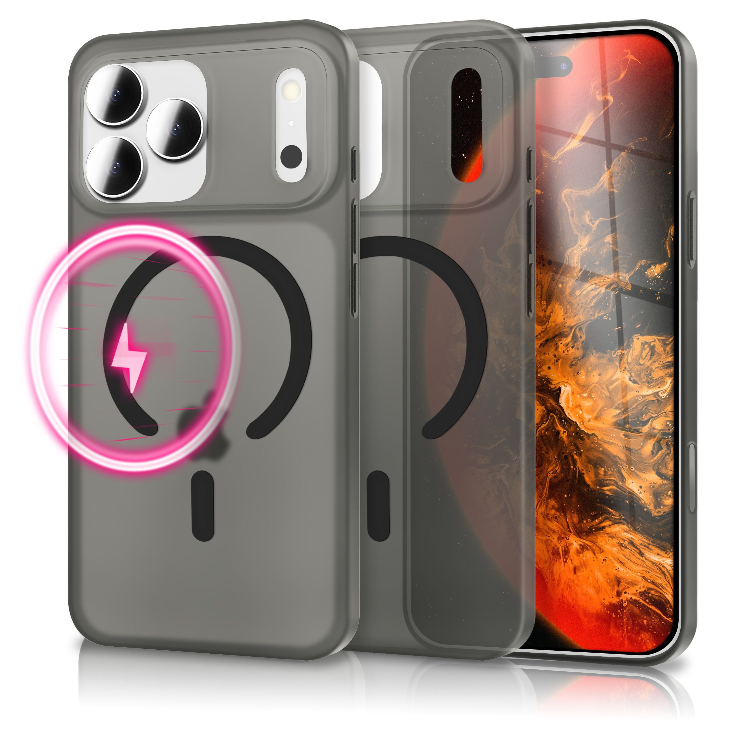 Nalia Smartphone-Hülle Apple iPhone 17 Pro 16 cm (6,3 Zoll), MagSafe Hülle / Extrem Dünn 0,3mm / Semi-Transparent / Fein Mattiert