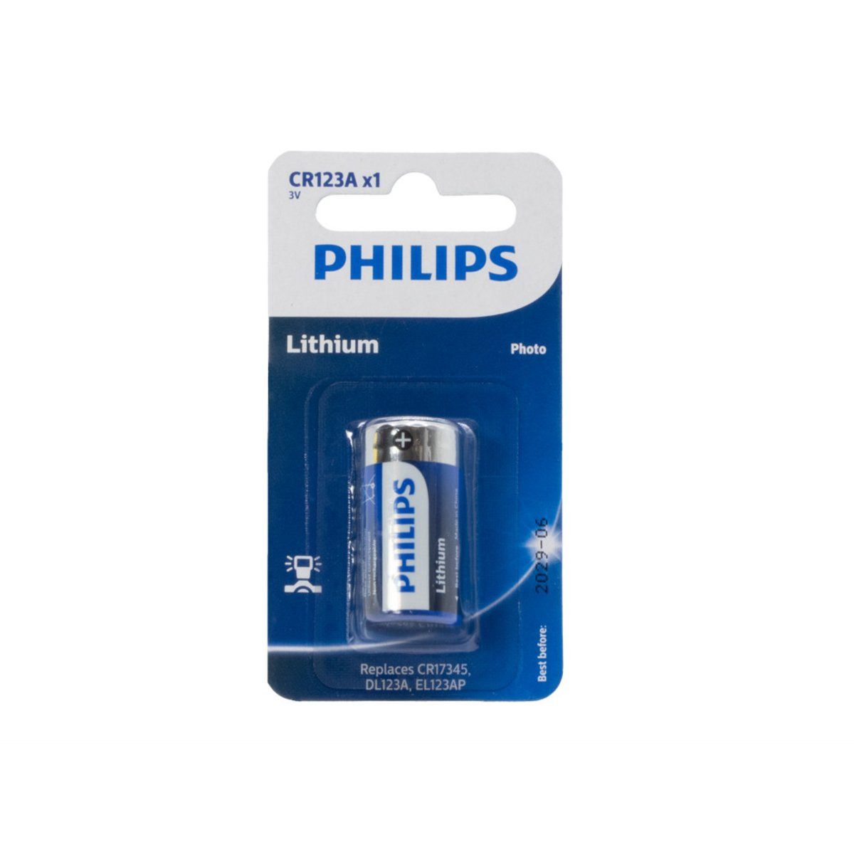 Philips Philips Batterie Lithium CR123A 3V Phil-CR123A/01B Verlängerungskabel