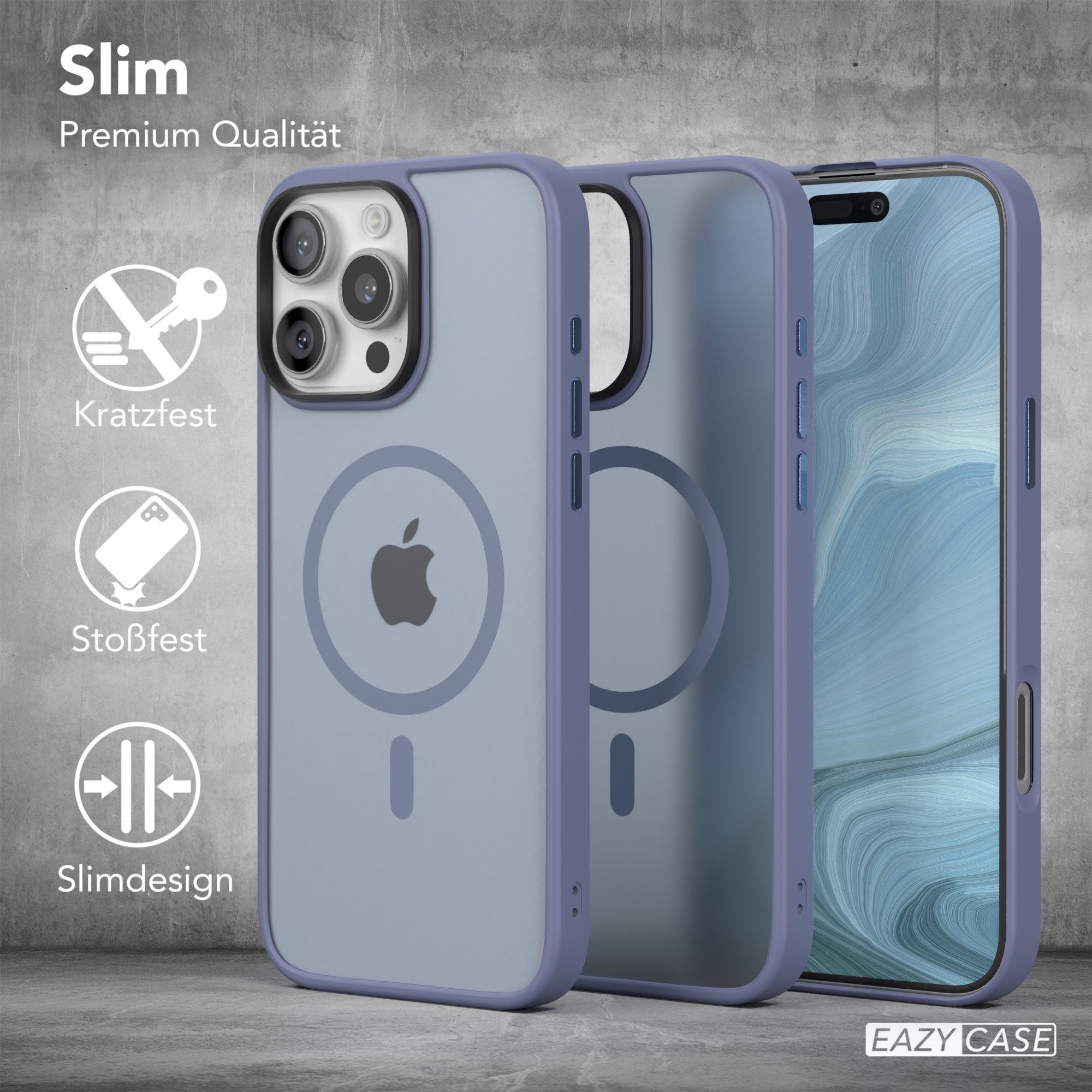 EAZY CASE Handyhülle Outdoor Case MagSafe für Apple iPhone 16 Pro Max 6,9 Zoll, Slim Cover Hülle MagSafe Bumper Case Outdoor Schutz Etui Hellblau – Bild 5 von 5