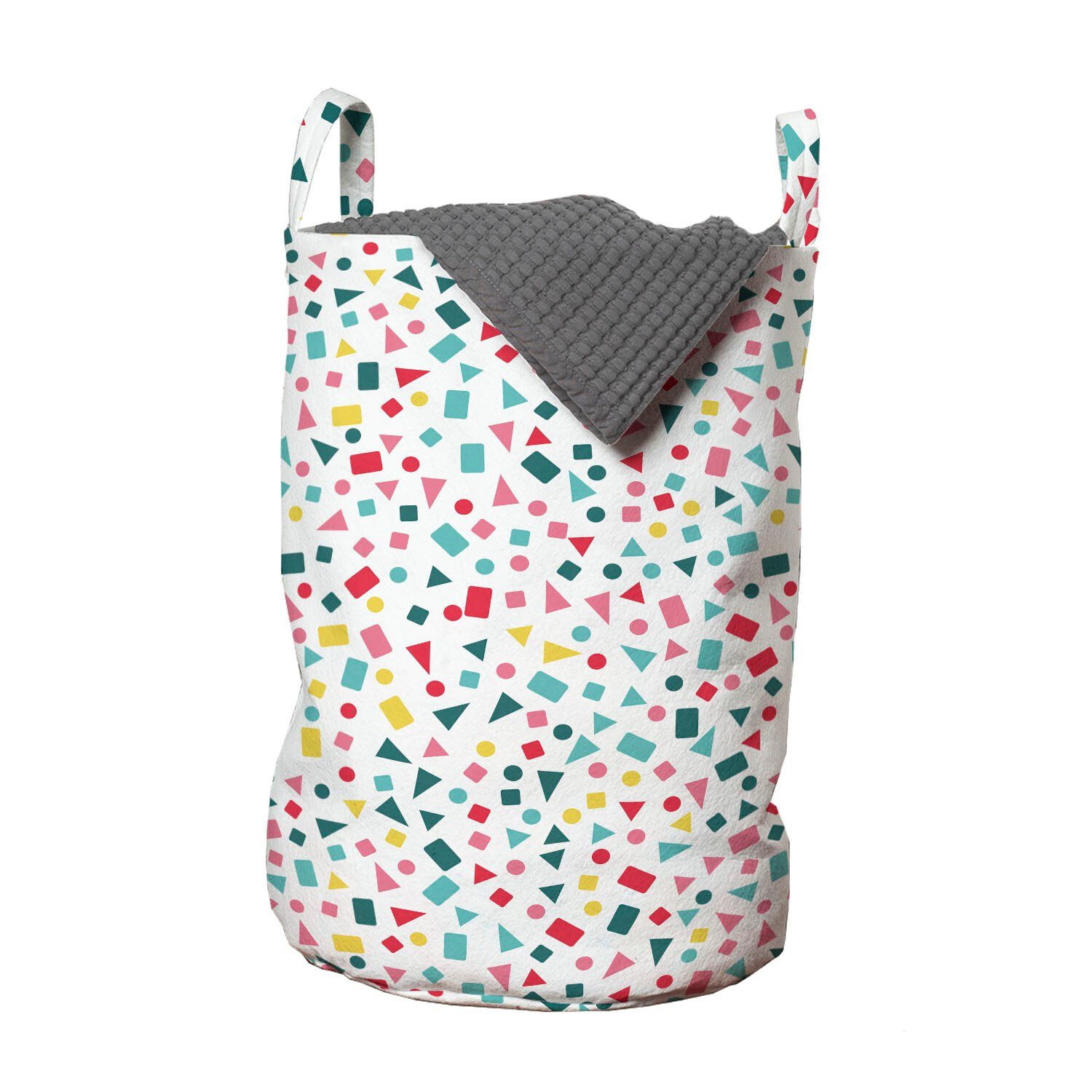 Abakuhaus Wäschesäckchen Wäschekorb mit Griffen Kordelzugverschluss für Waschsalons, Geometrisch Aufgelockert bunten Formen