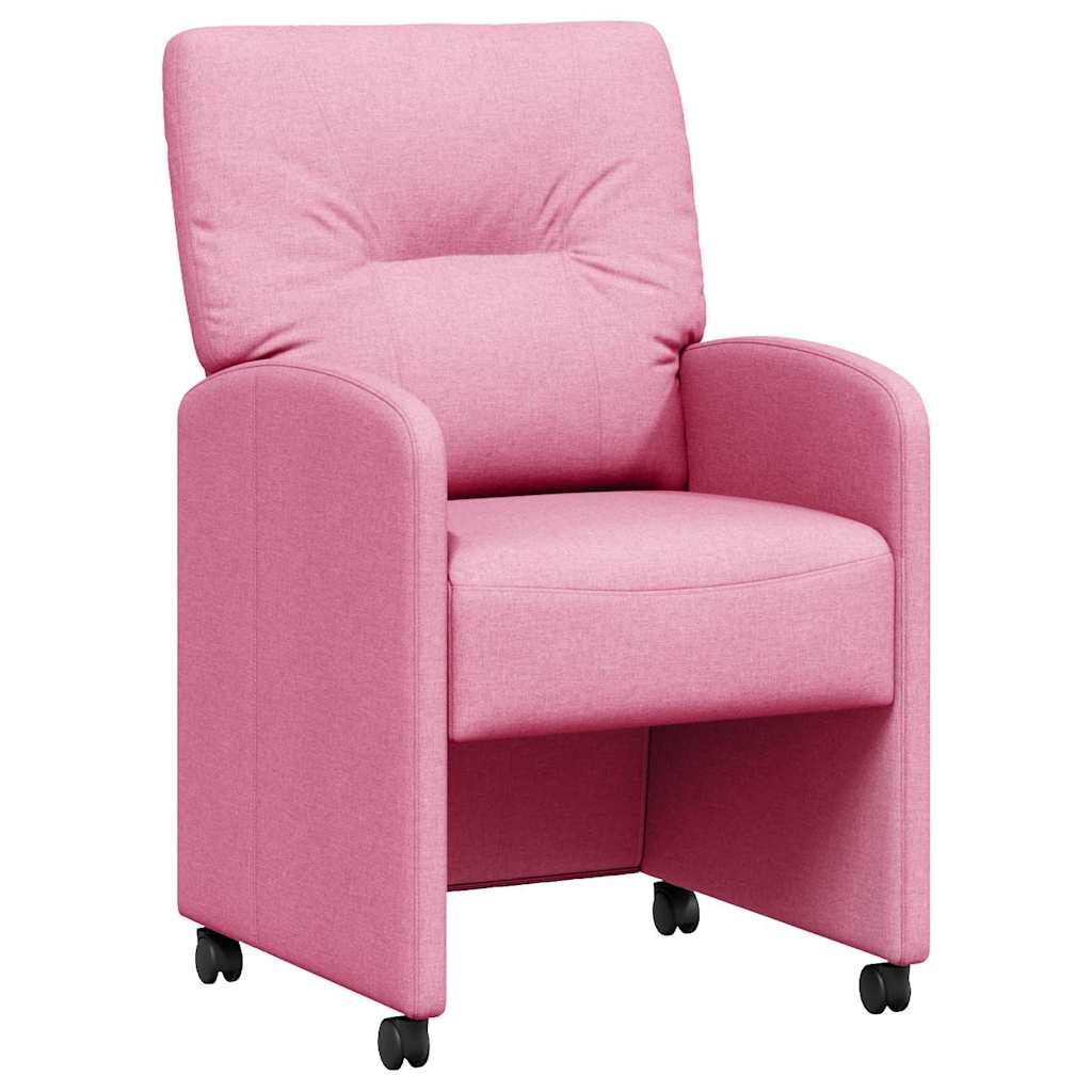 Esszimmerstuhl Esszimmerstühle mit Rollen 2 stk. Stoff Rosa 57 x 67 x 95 cm