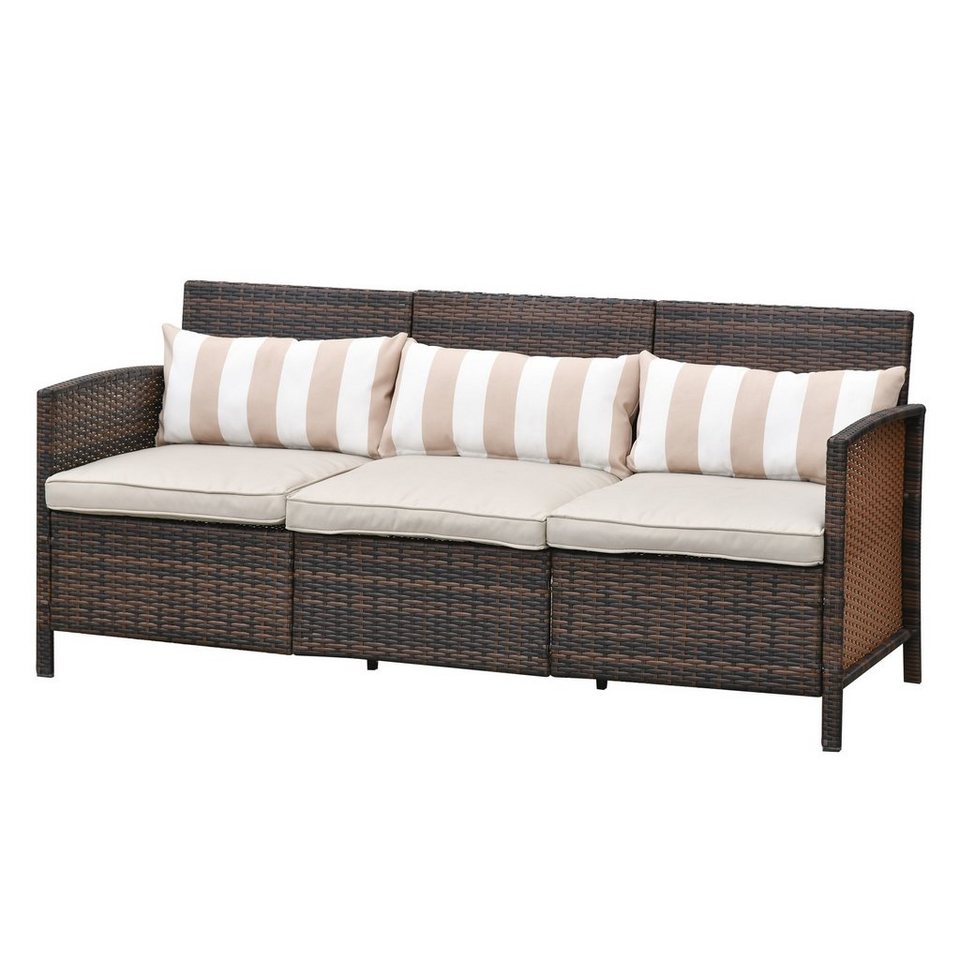Outsunny Gartenbank »Rattan Loungesofa als 3-Sitzer«