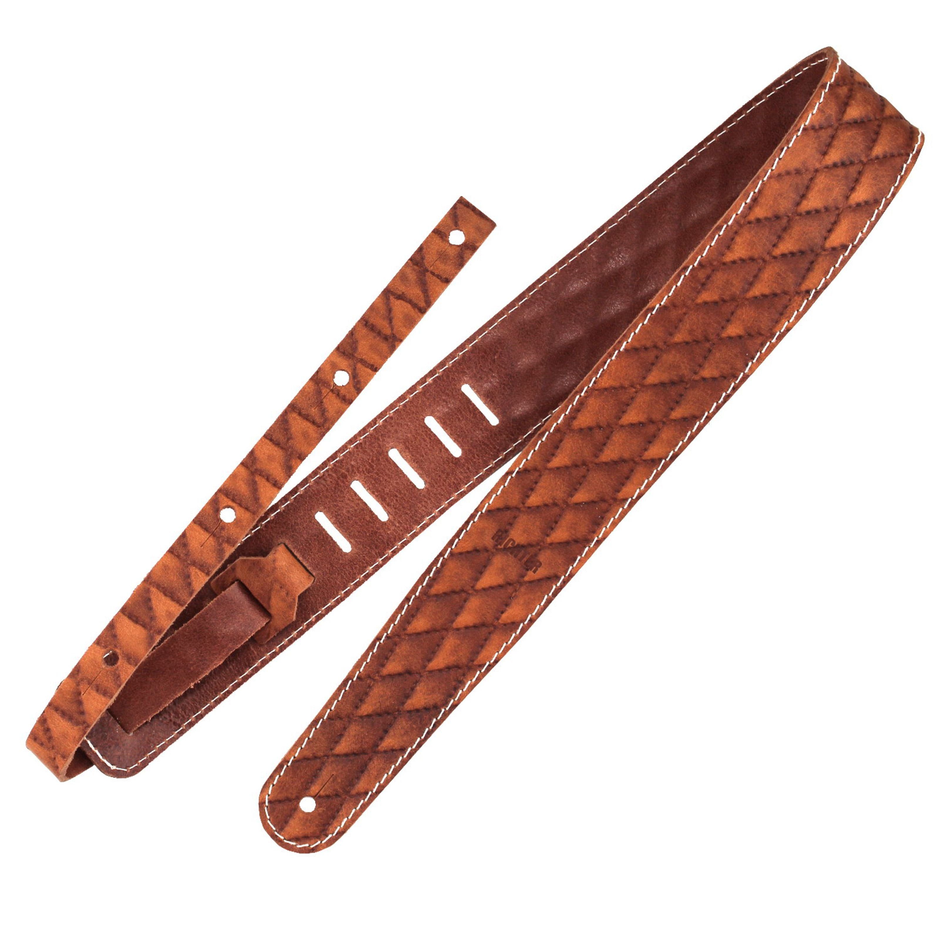 Richter Straps Gitarrengurt, Raw II Contour Sew Tan - Gitarrengurt