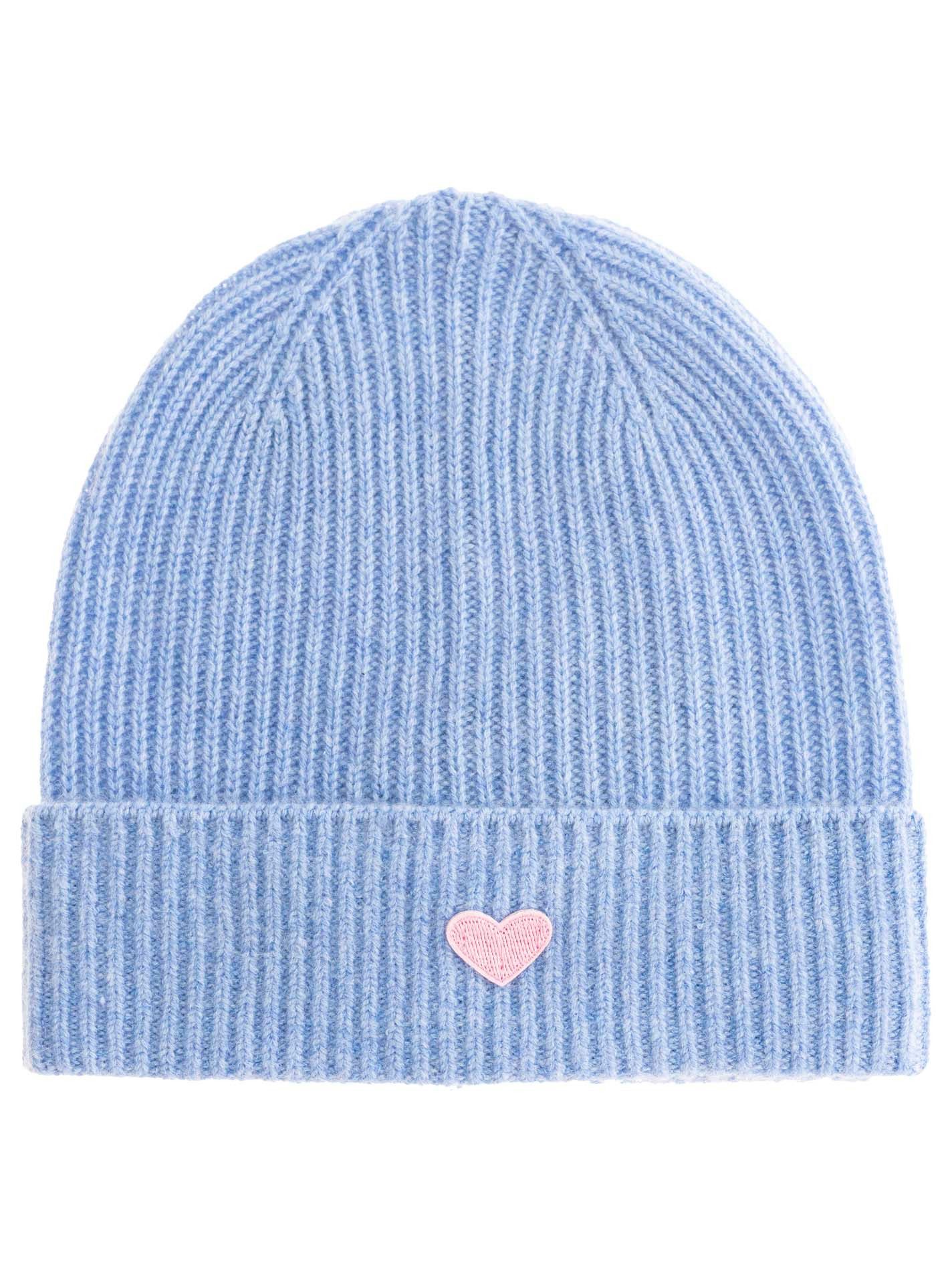 Zwillingsherz Beanie Beanie with Heart-Patch Rippstrick, mit breitem Umschlag, wärmend