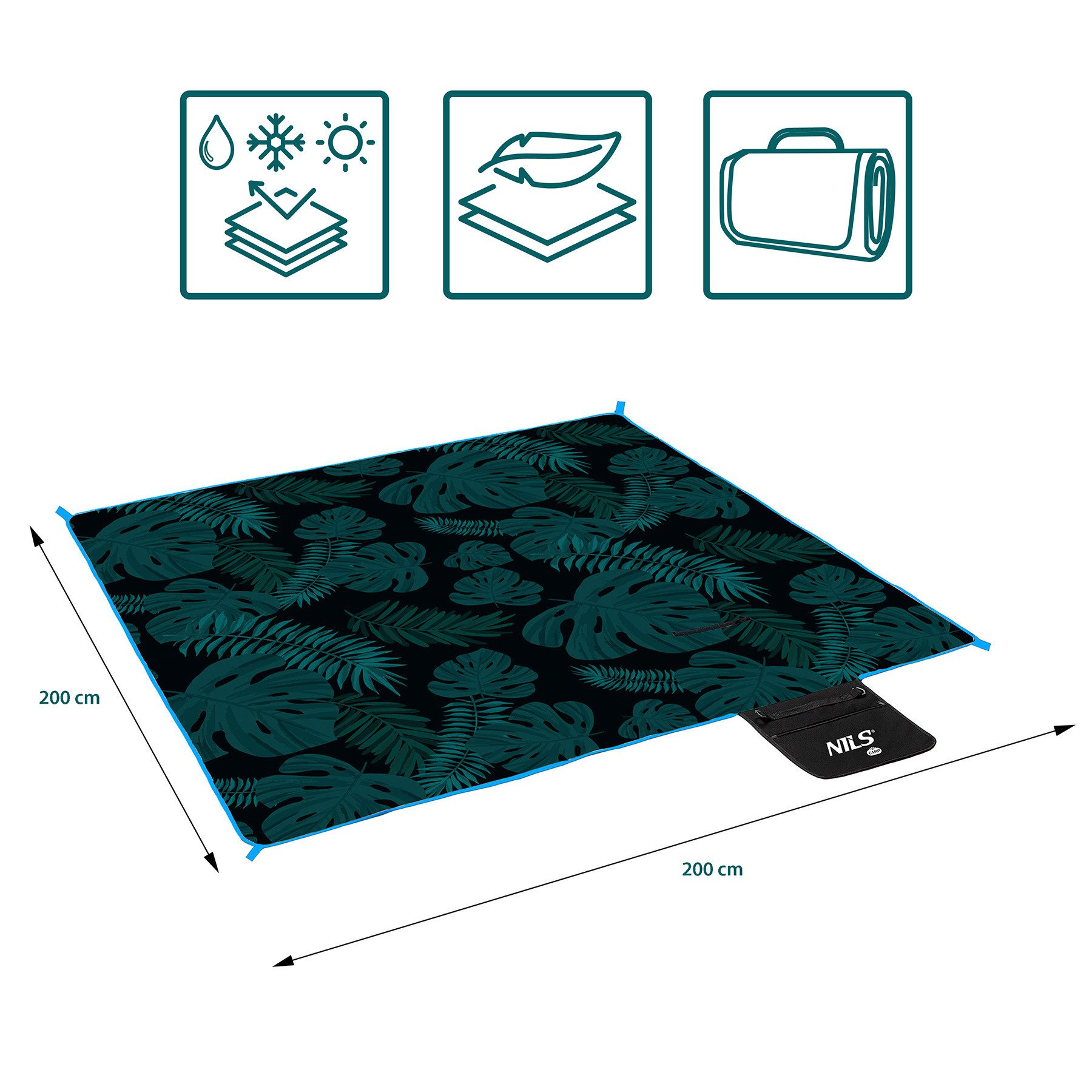 Picknickdecke 200x200cm Decke Outdoordecke Gartendecke Camping, NILS CAMP günstig online kaufen